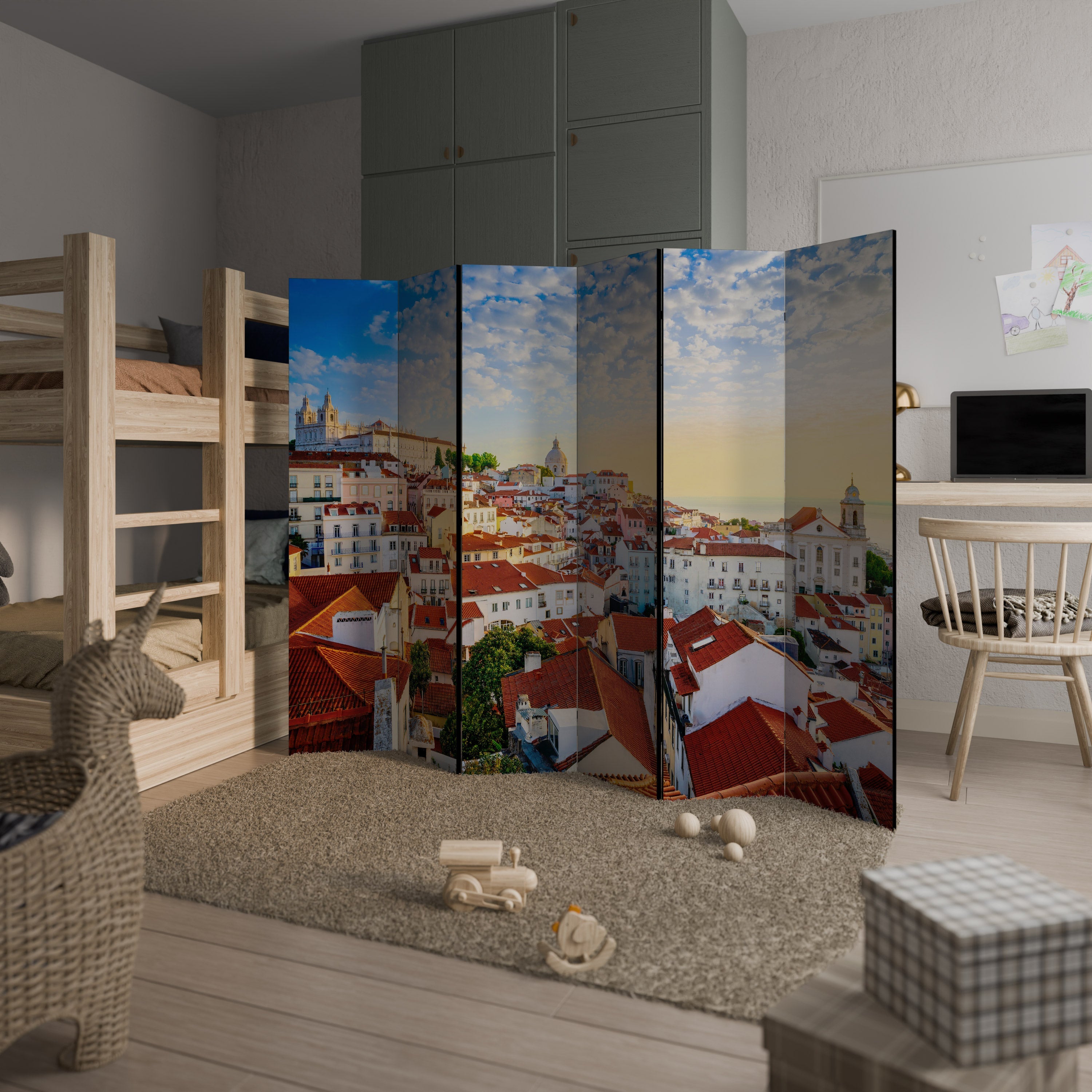 Séparateur de pièce décoratif à 6 panneaux ROOFTOP RADIANCE