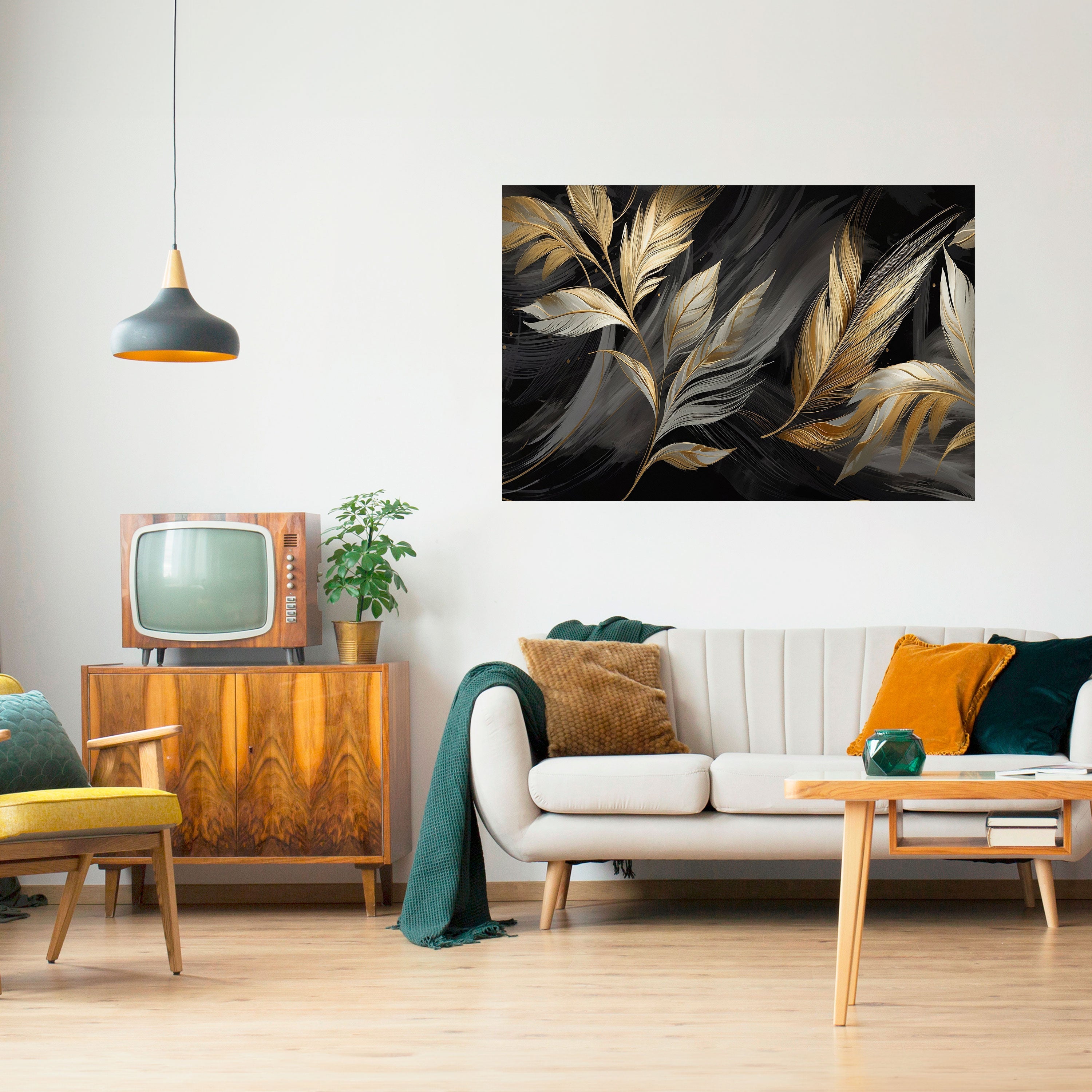 Affiche horizontale autocollante « FEUILLES D'OR MYSTIQUE »