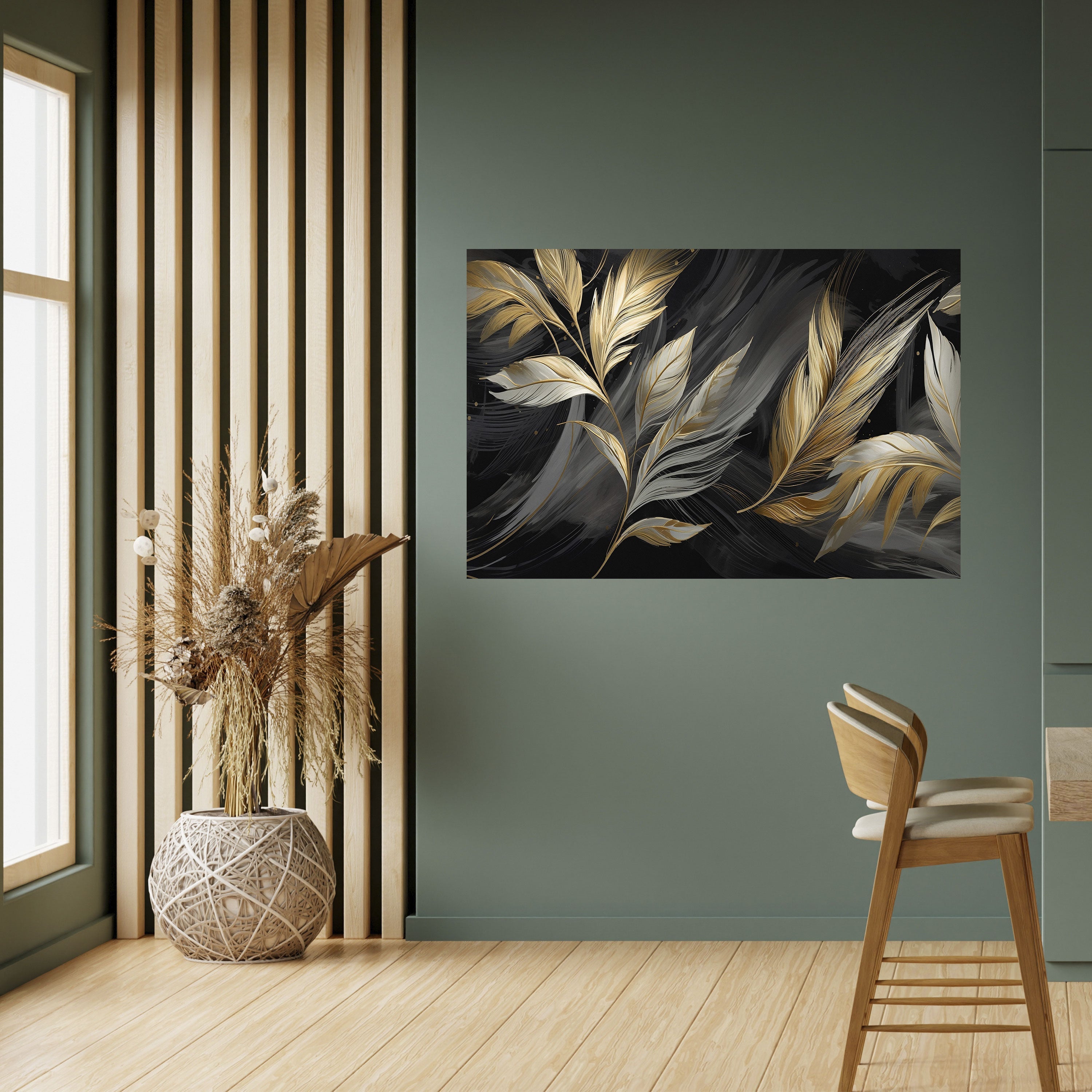 Affiche horizontale autocollante « FEUILLES D'OR MYSTIQUE »