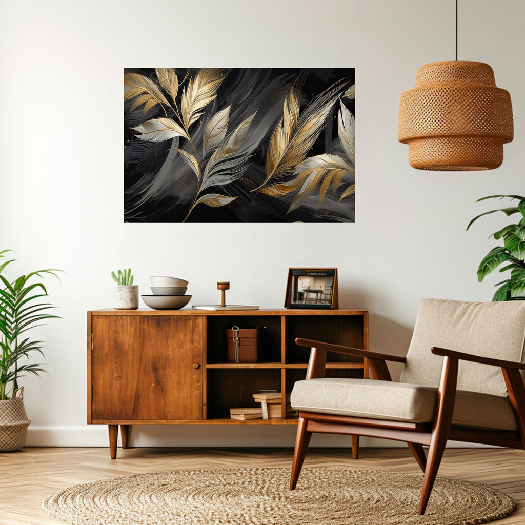 Affiche horizontale autocollante « FEUILLES D'OR MYSTIQUE »