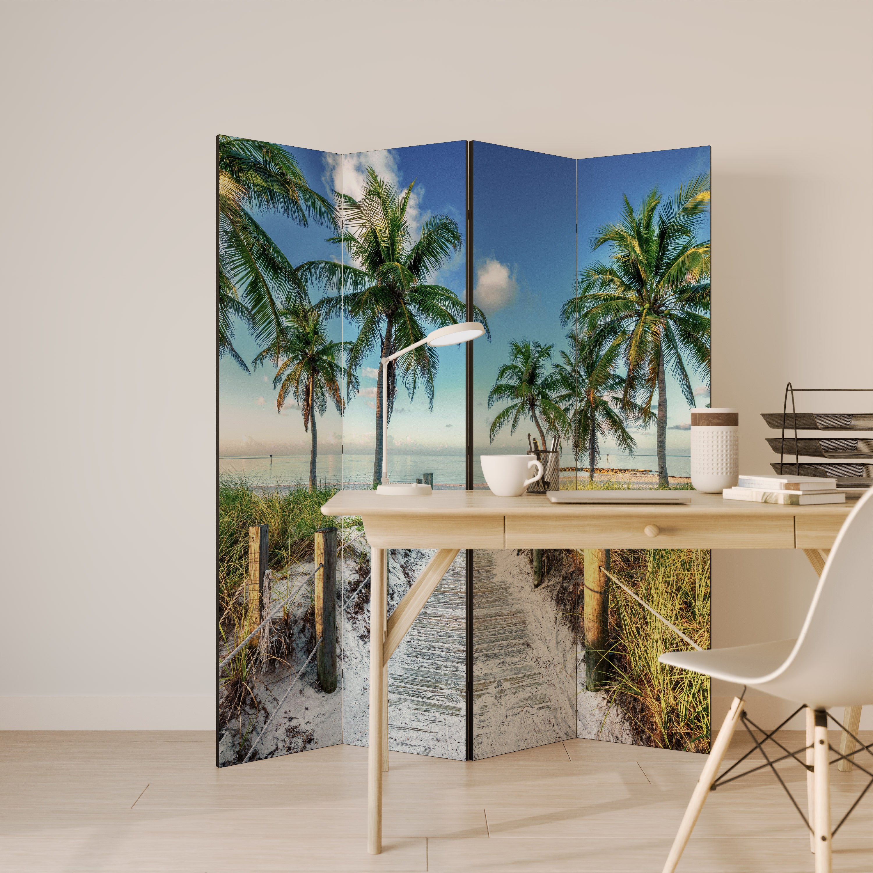 BREEZY COASTAL RETREAT 4-Panel Room Divider