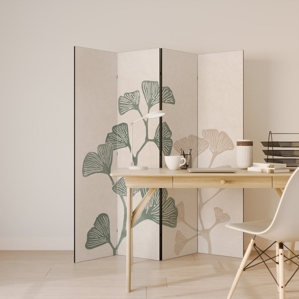 L'ESPRIT DU GINKGO : Paravent décoratif à 4 panneaux