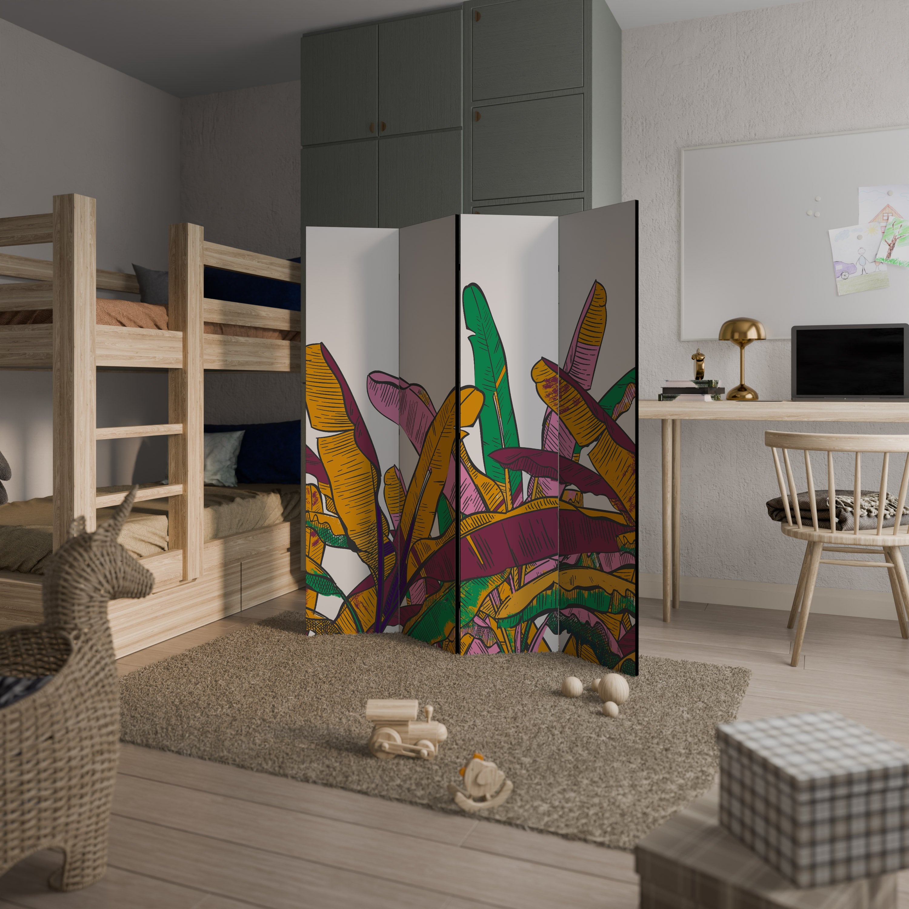 Paravent décoratif à 4 panneaux TROPICAL GLOW