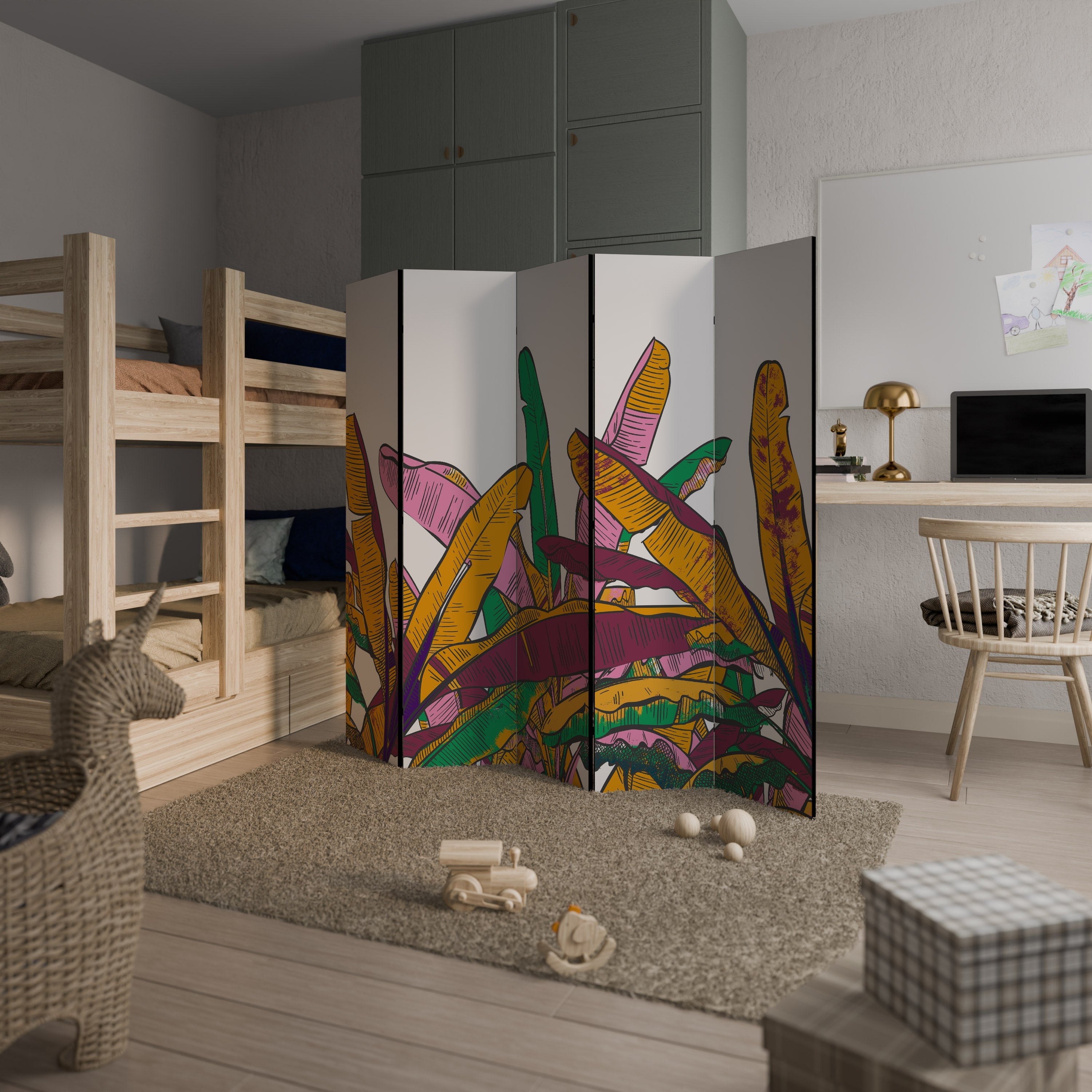 Paravent décoratif à 5 panneaux TROPICAL GLOW