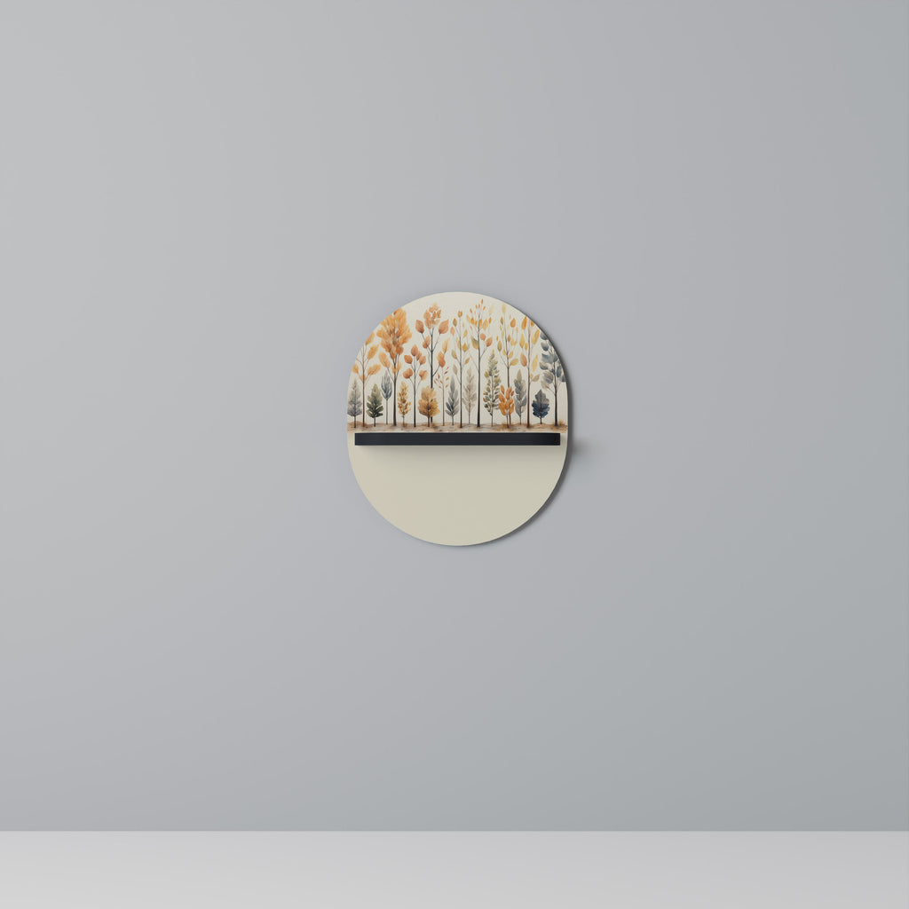 AUTUMN FOREST Oval Art Shelf In Black Finish