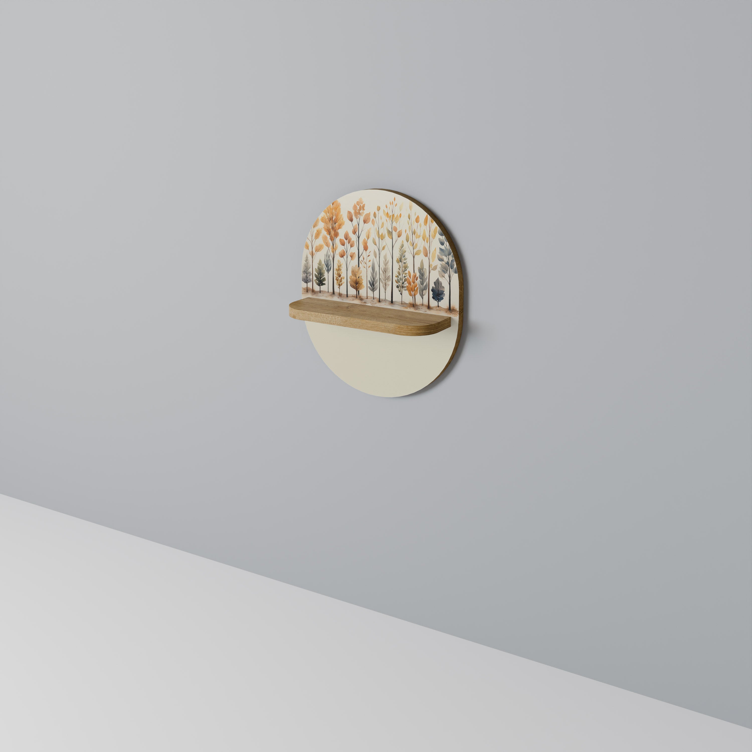Étagère d'art ovale AUTUMN FOREST en effet chêne