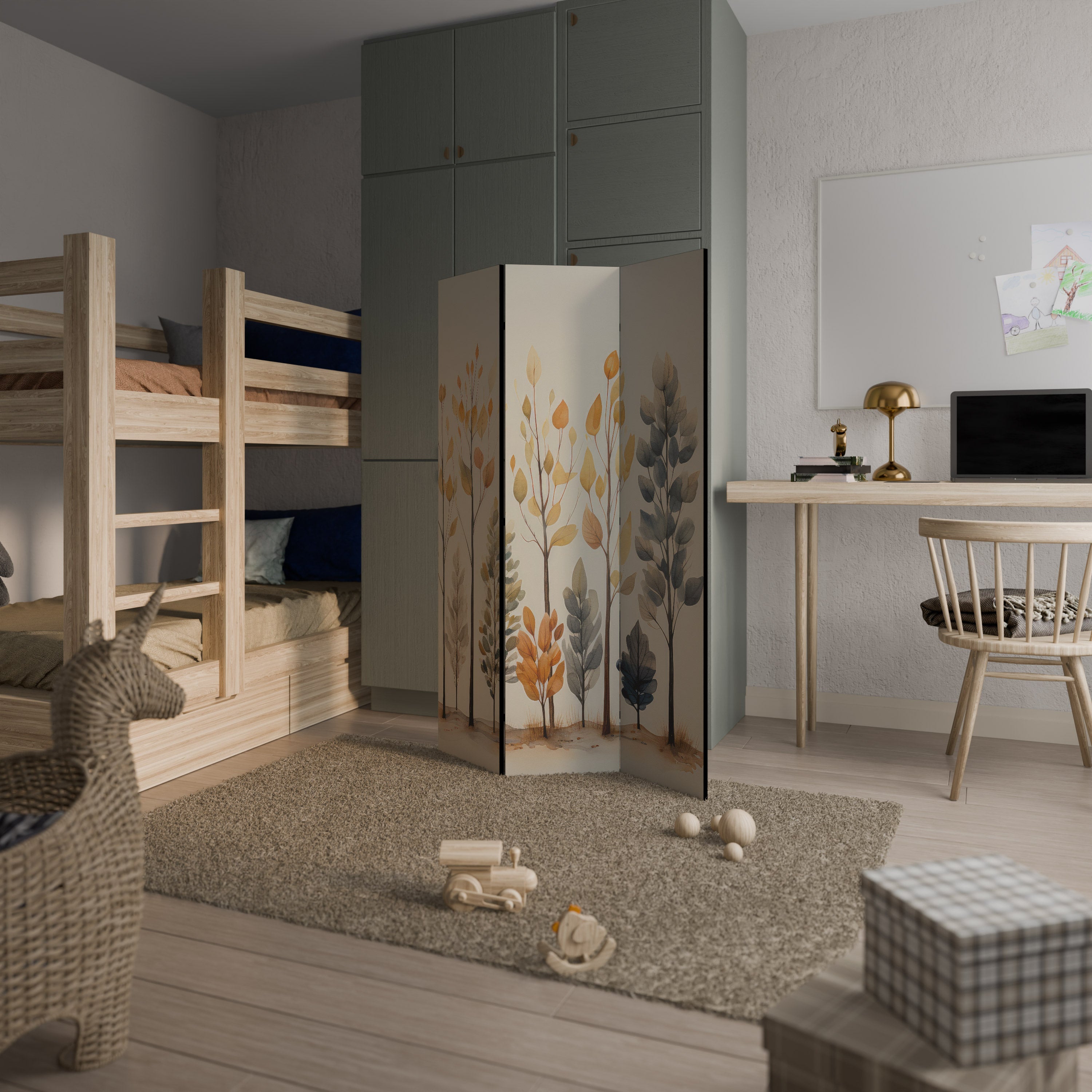 Paravent décoratif à 3 panneaux FORÊT D'AUTOMNE