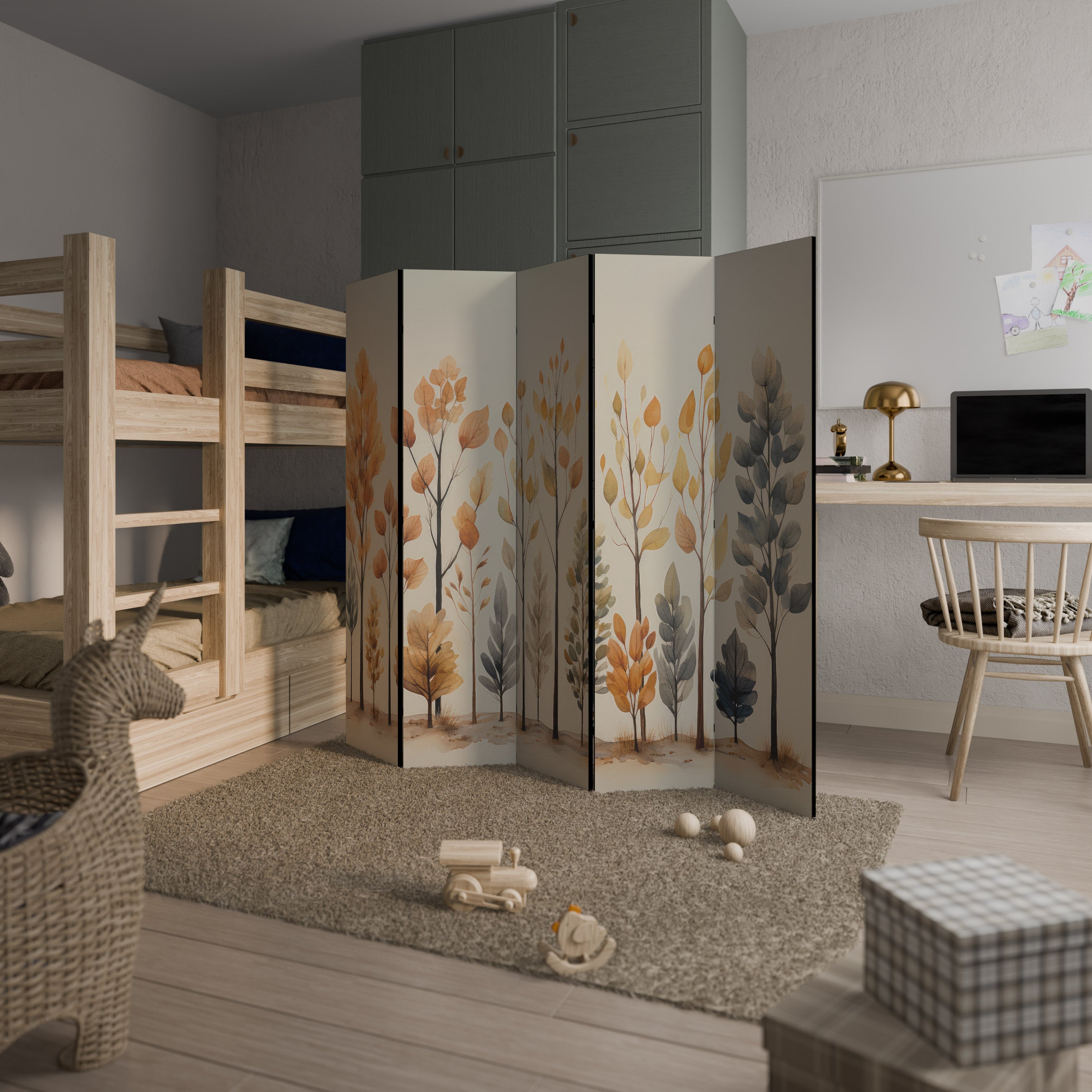 Paravent décoratif à 5 panneaux FORÊT D'AUTOMNE