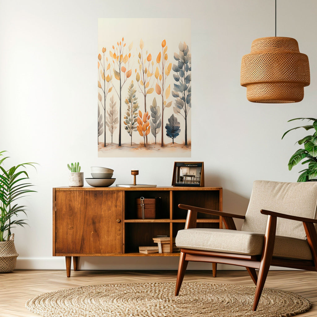 Affiche verticale autocollante FORÊT D'AUTOMNE