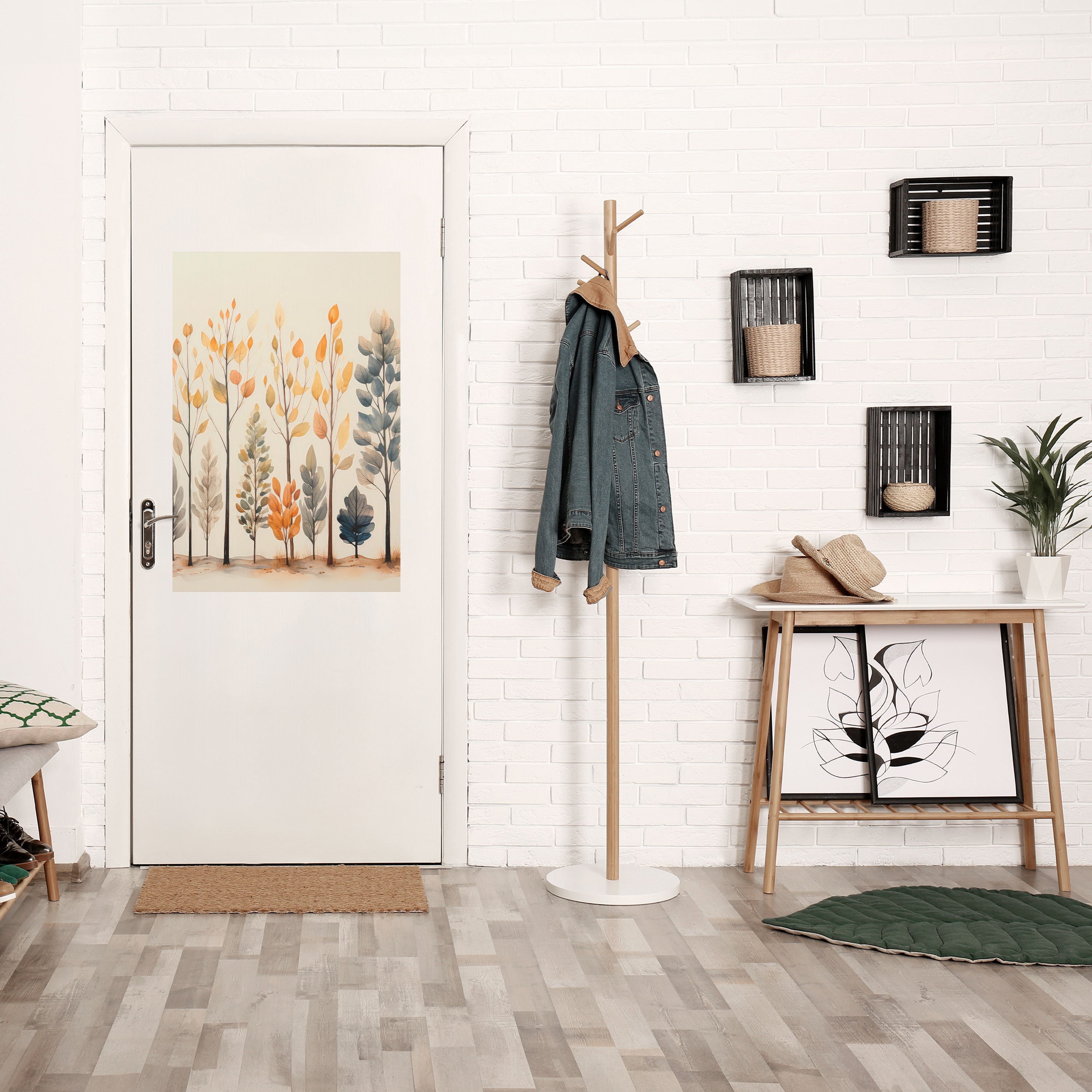 Affiche verticale autocollante FORÊT D'AUTOMNE