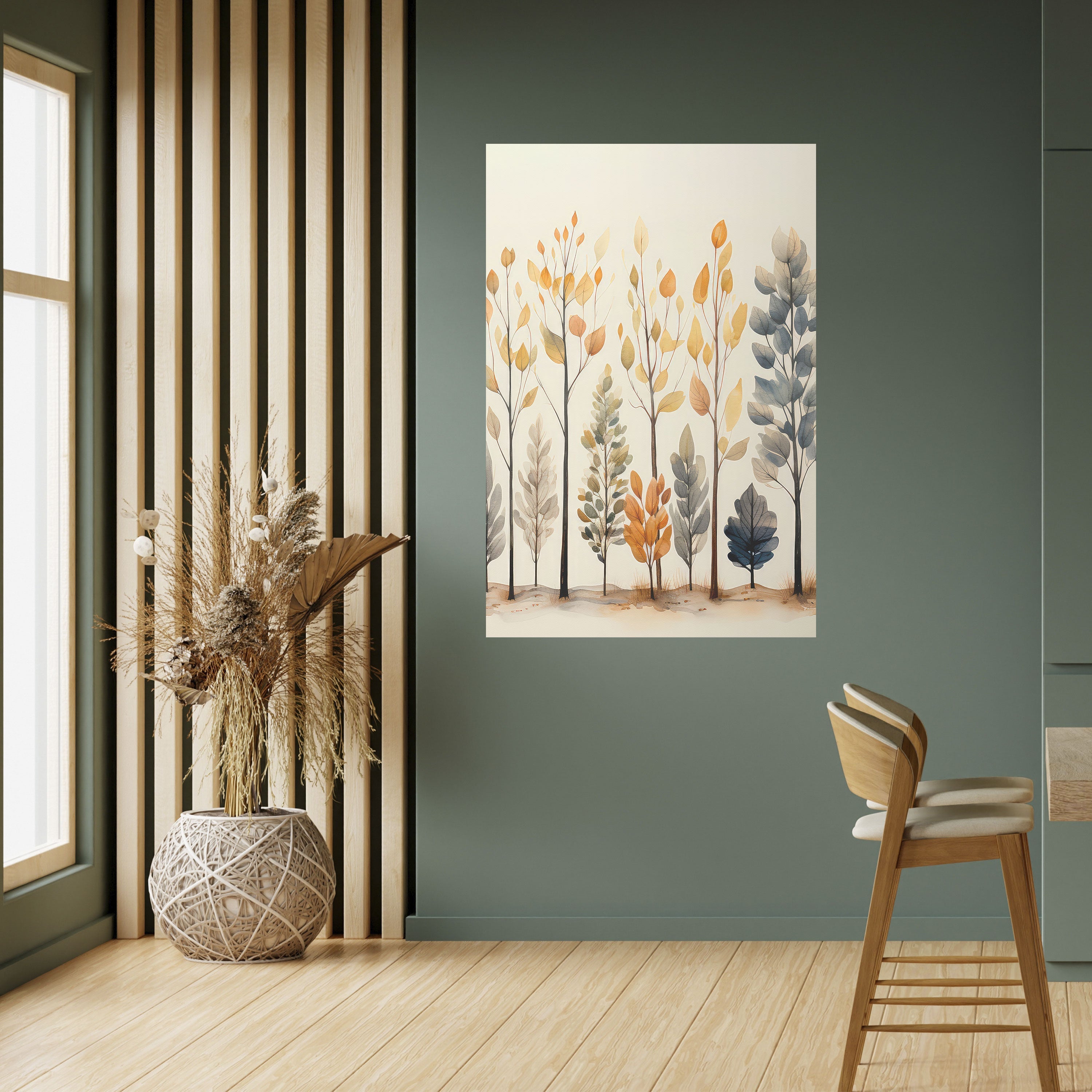 Affiche verticale autocollante FORÊT D'AUTOMNE