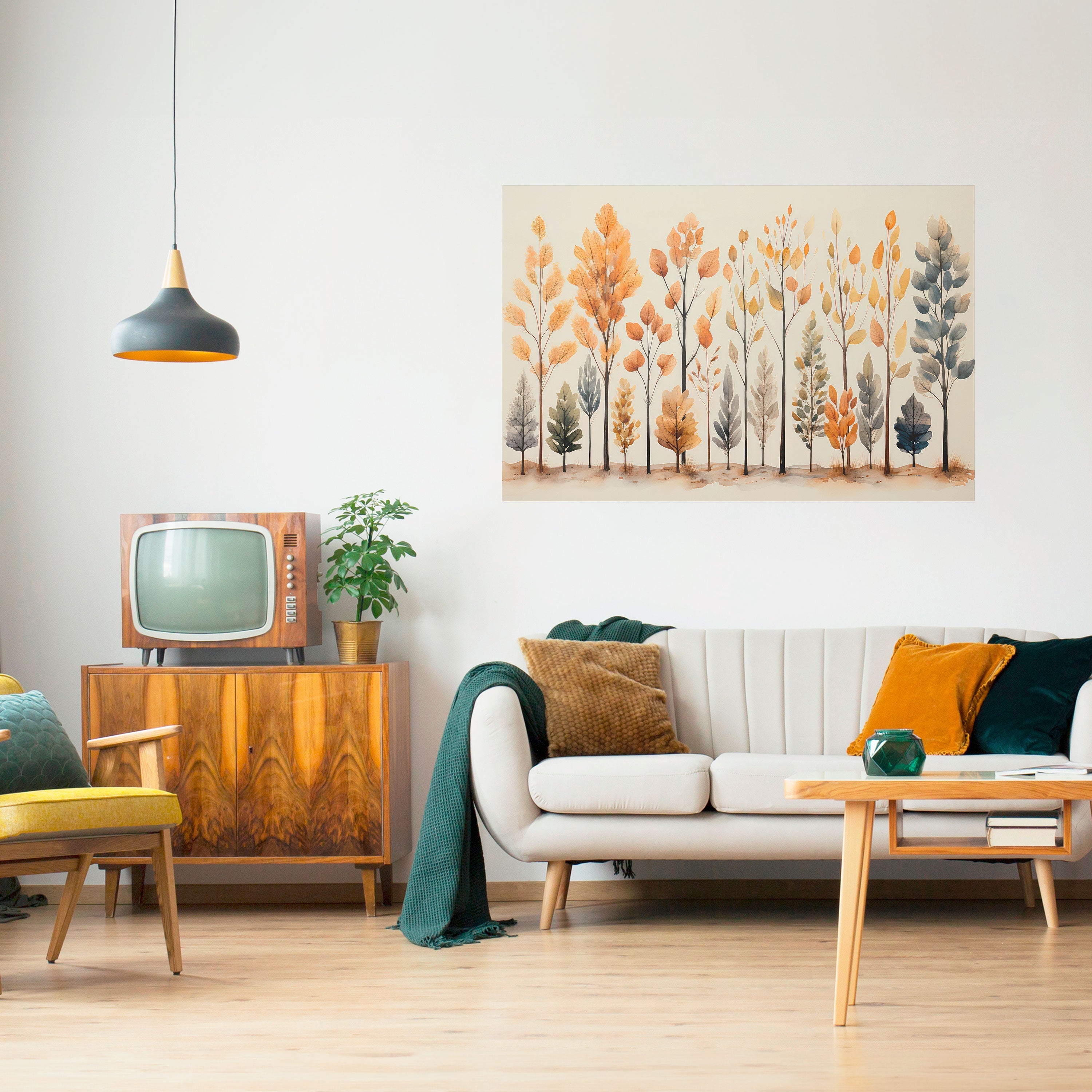 Affiche horizontale autocollante FORÊT D'AUTOMNE