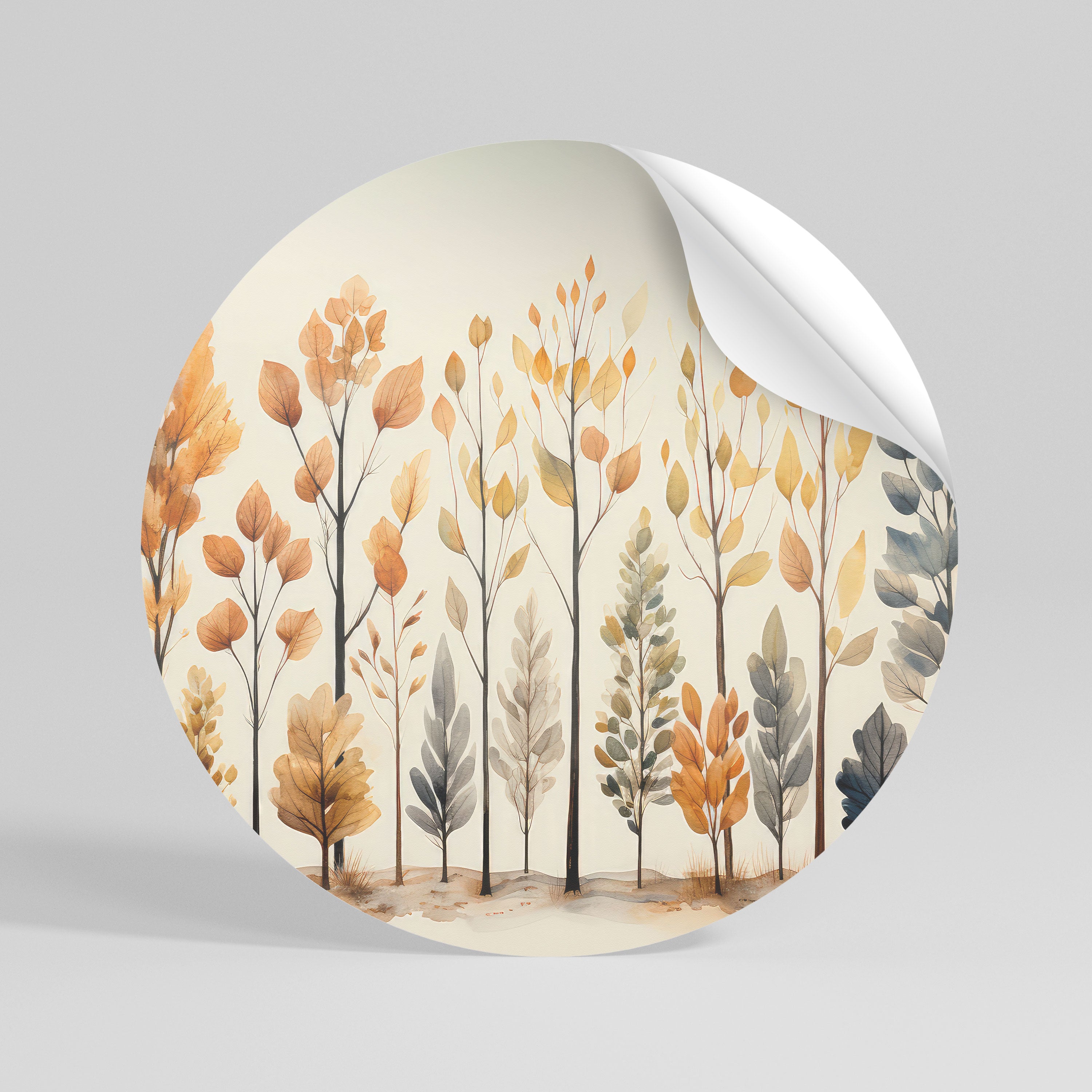 AUTUMN FOREST Peel and Stick Round Sticker