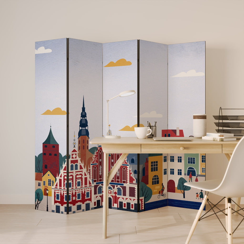MEMORY OF RIGA 5-Panel Room Divider