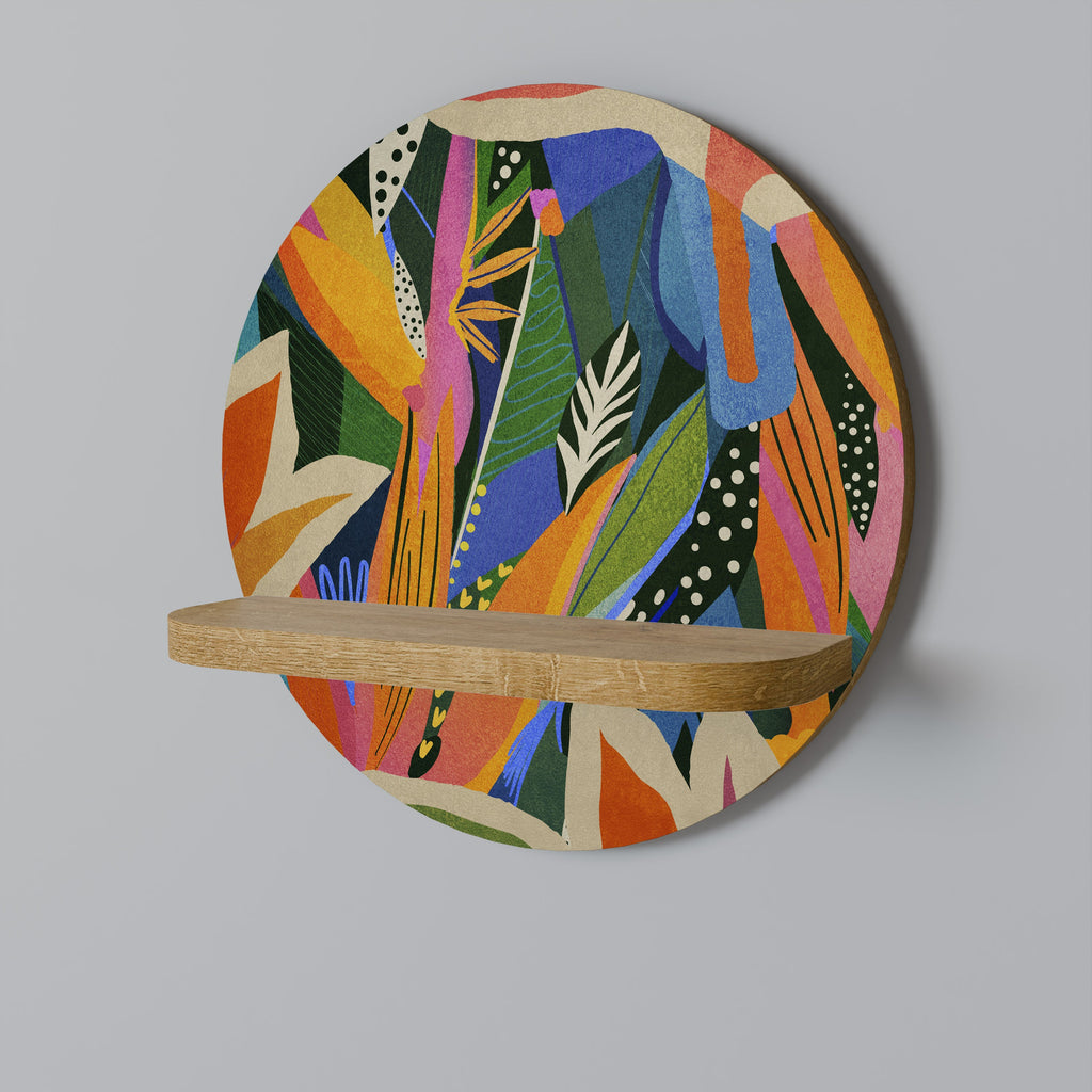 Étagère d'art ronde RAMPANT VEGETATION effet chêne