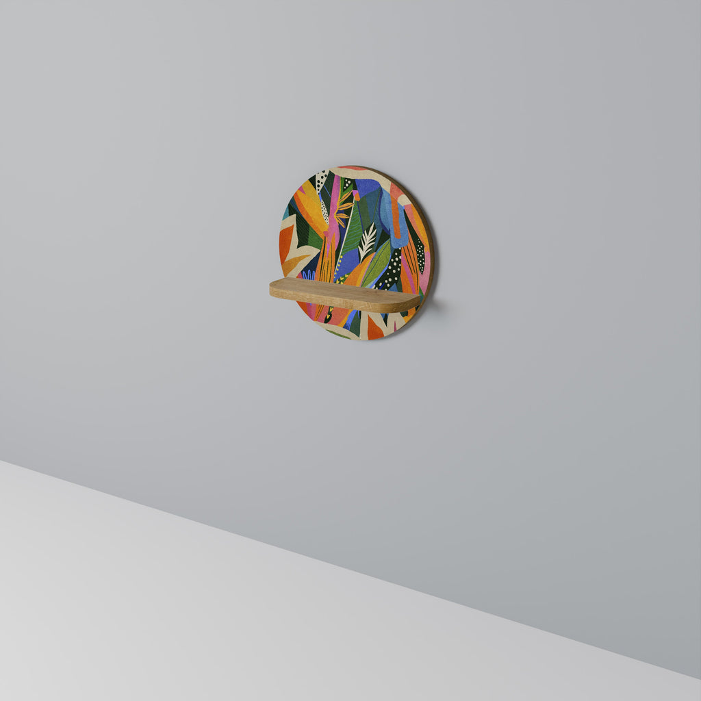 Étagère d'art ronde RAMPANT VEGETATION effet chêne