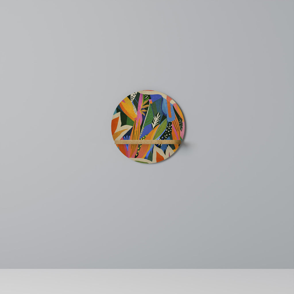 Étagère d'art ronde RAMPANT VEGETATION effet chêne