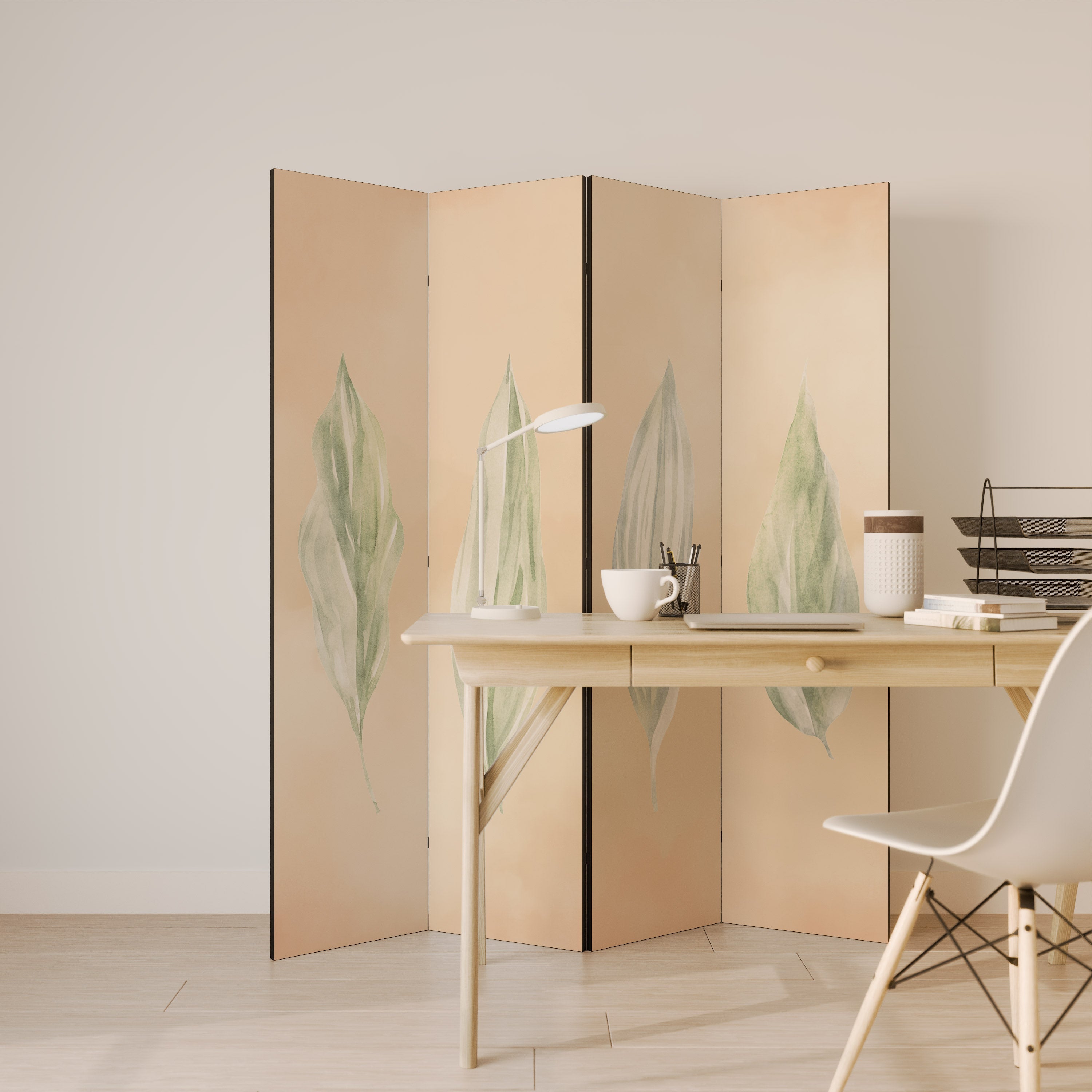 Paravent décoratif à 4 panneaux LEAFY HARMONY