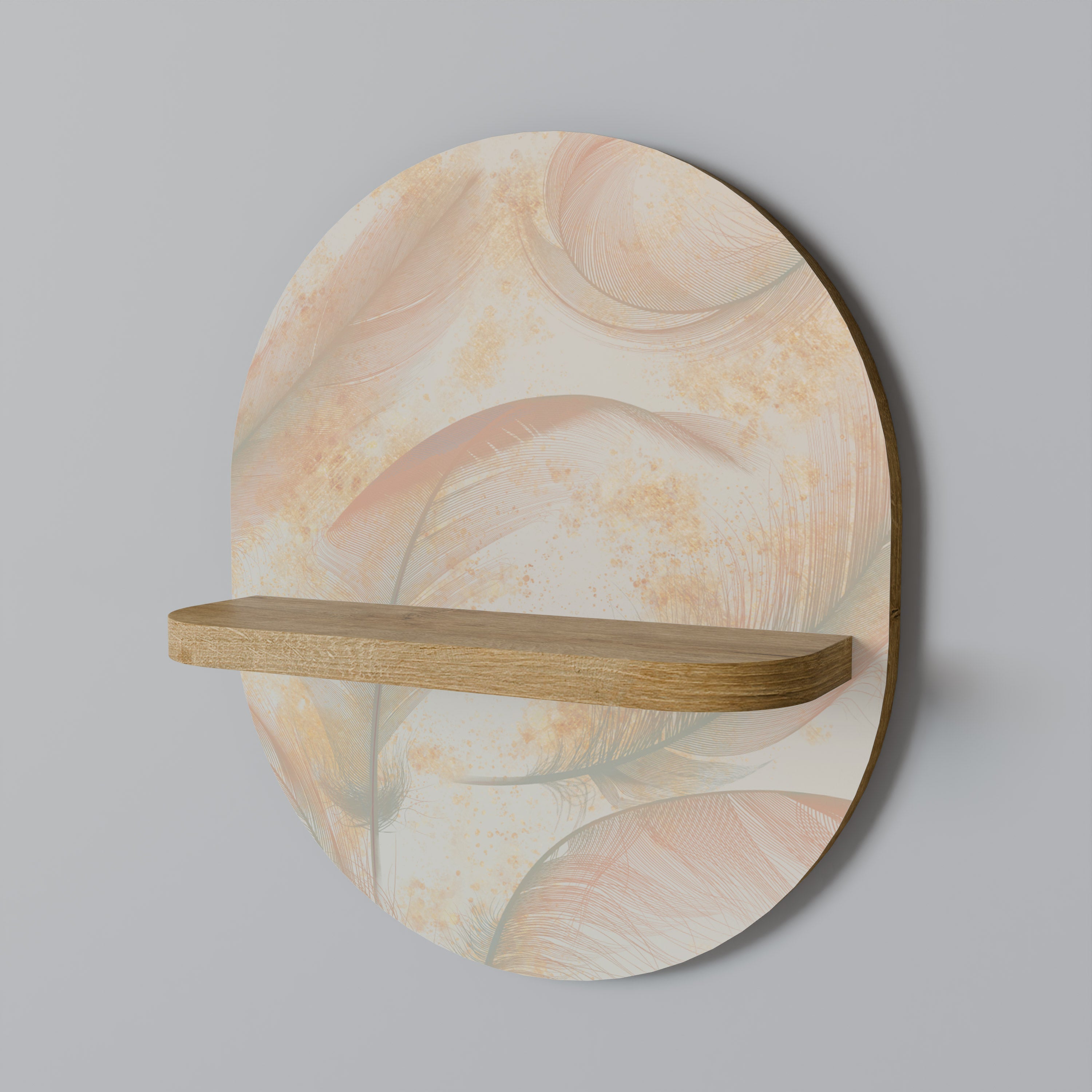 Étagère d'art ovale AURA OF LIGHT effet chêne