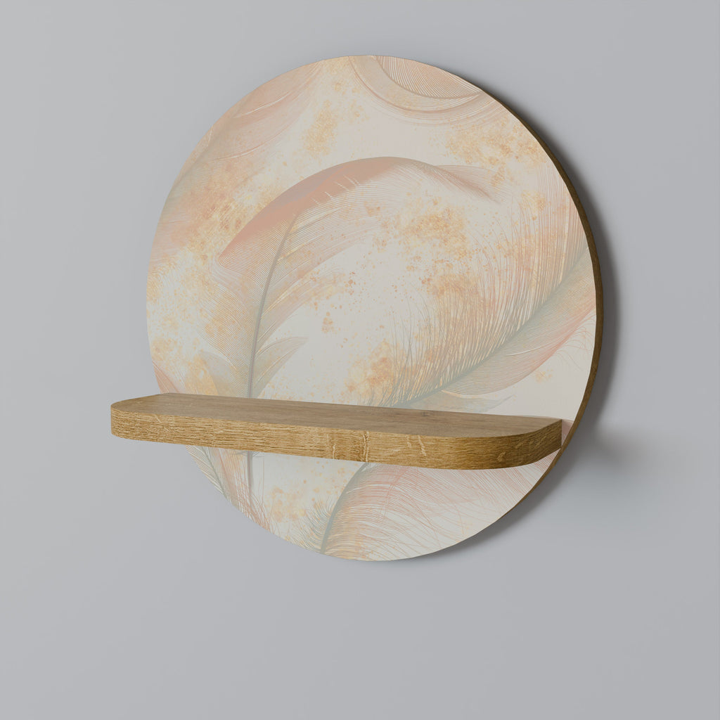Étagère d'art ronde AURA OF LIGHT effet chêne