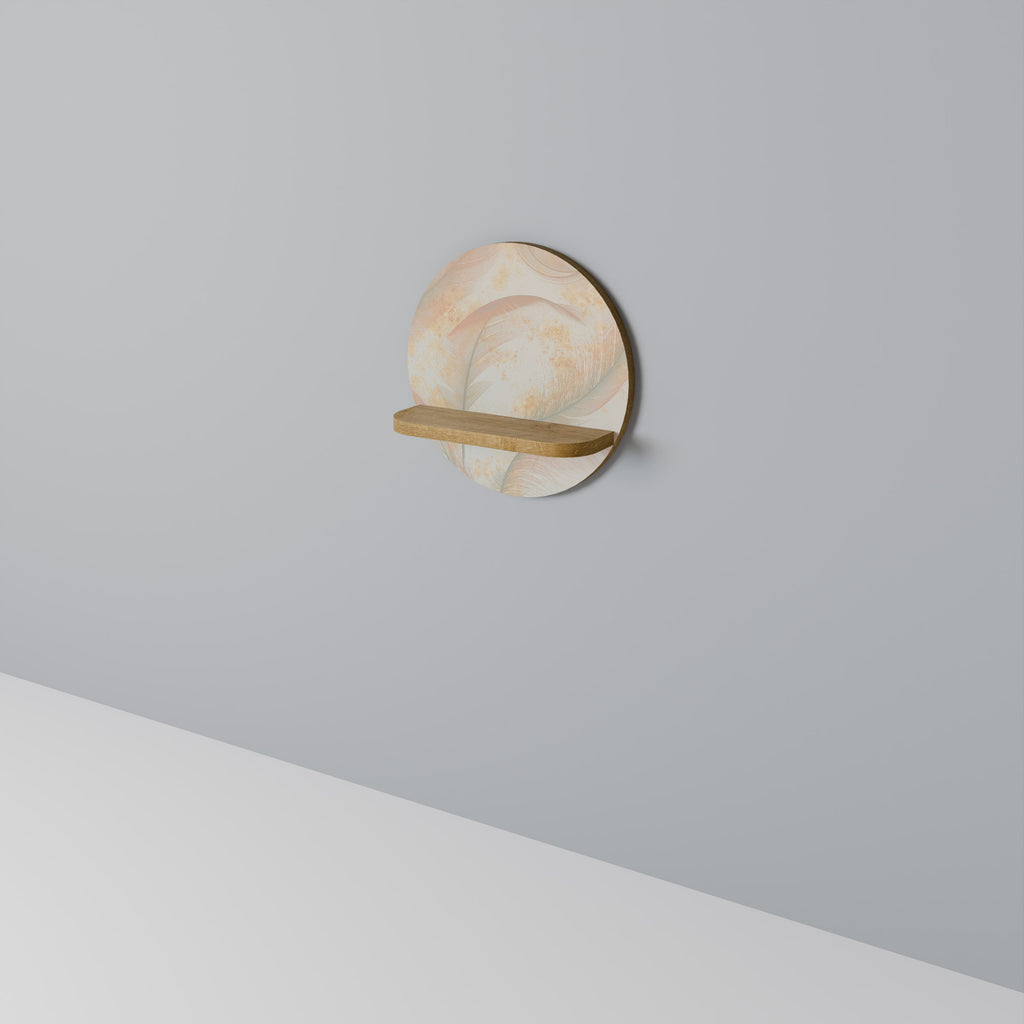 Étagère d'art ronde AURA OF LIGHT effet chêne