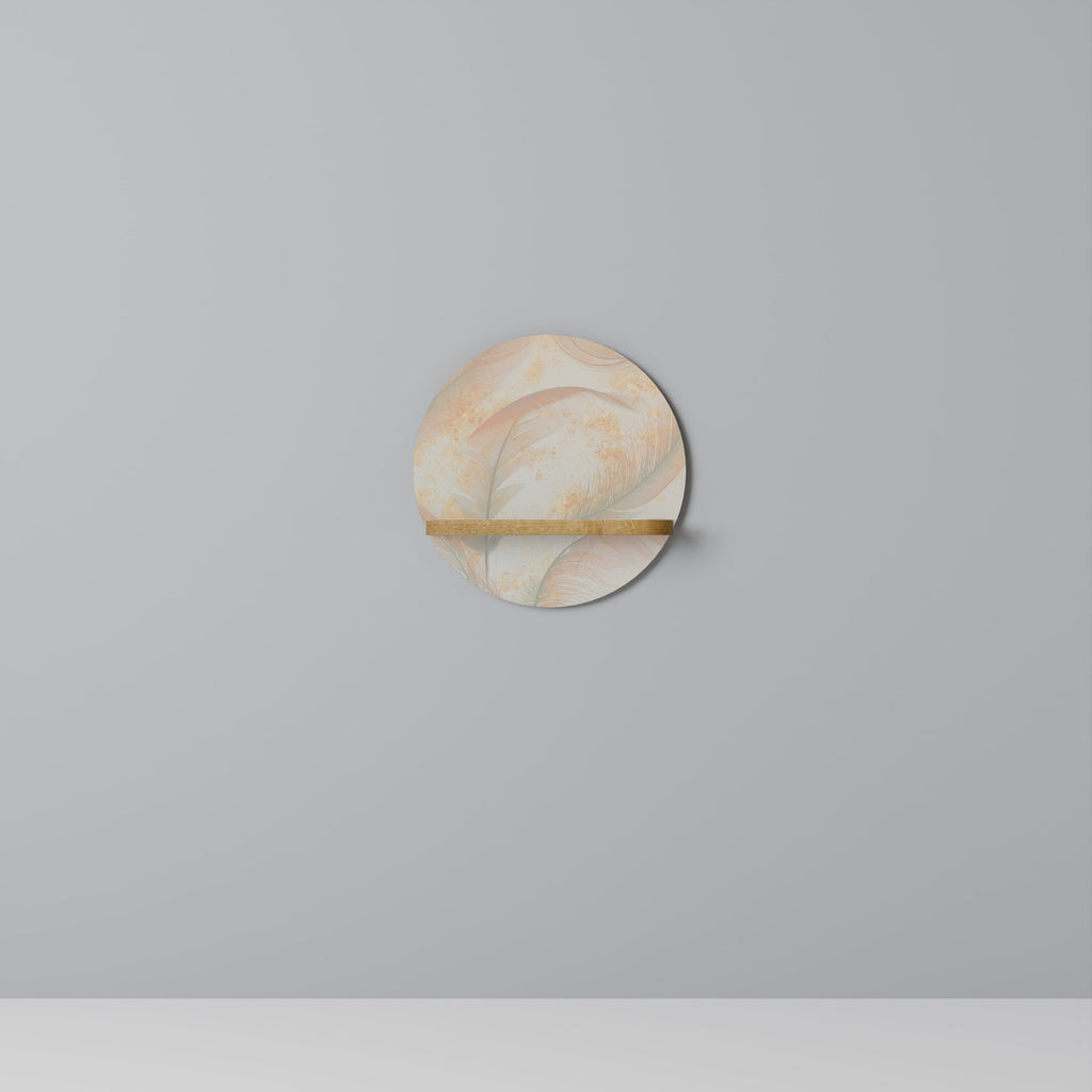 Étagère d'art ronde AURA OF LIGHT effet chêne