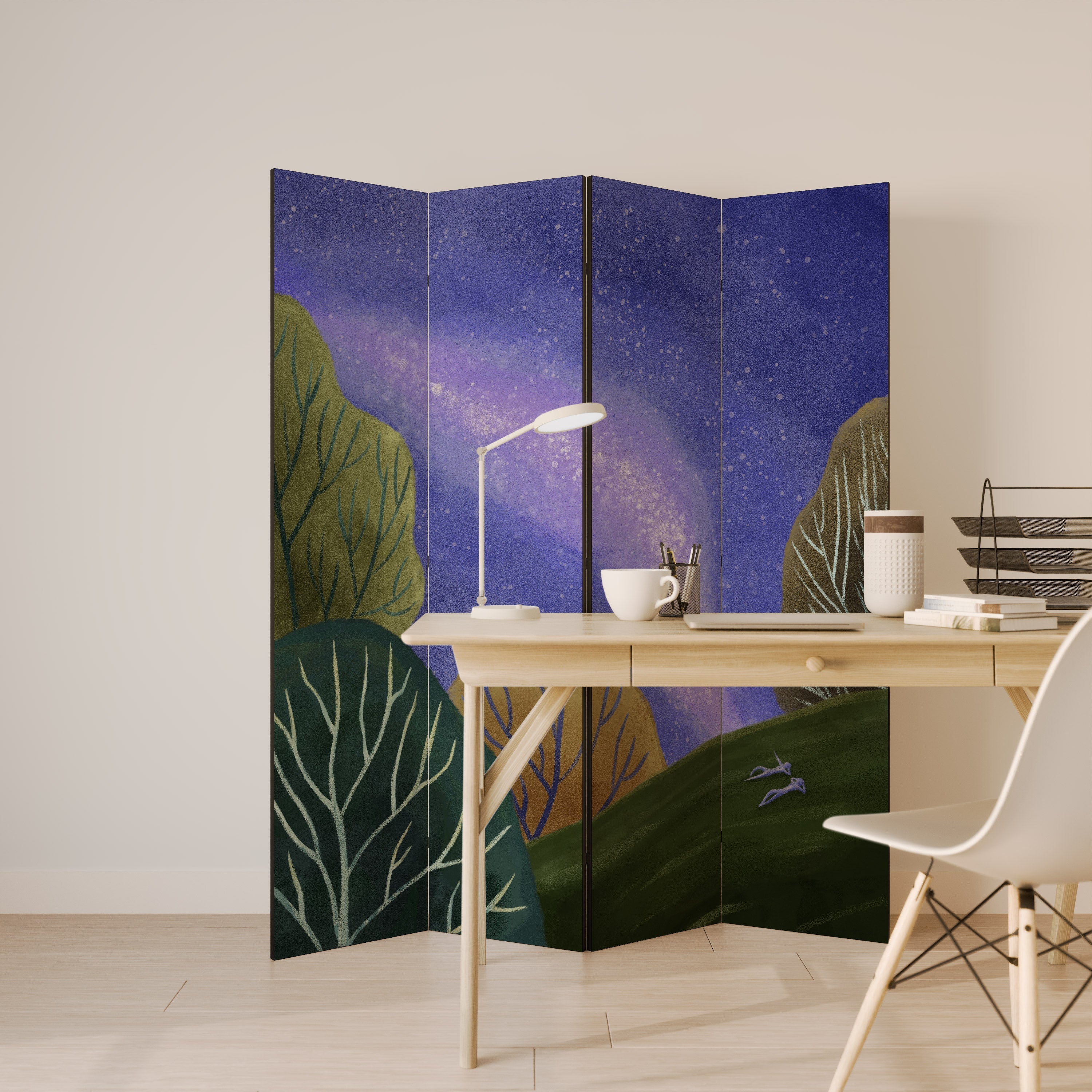 Paravent décoratif à 4 panneaux STARLIT VIBE