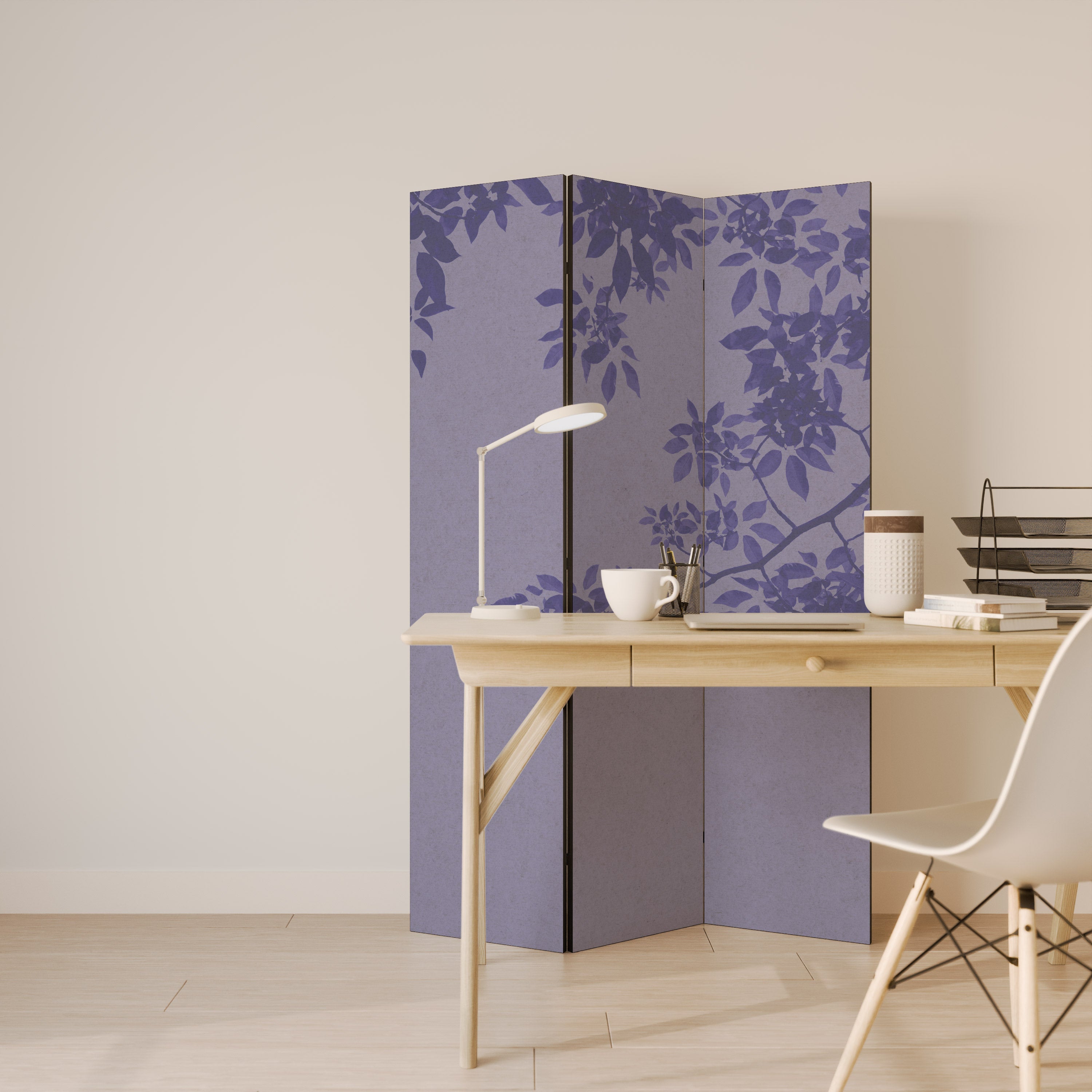 Séparateur de pièce décoratif à 3 panneaux ELEGANT LEAFY VEIL