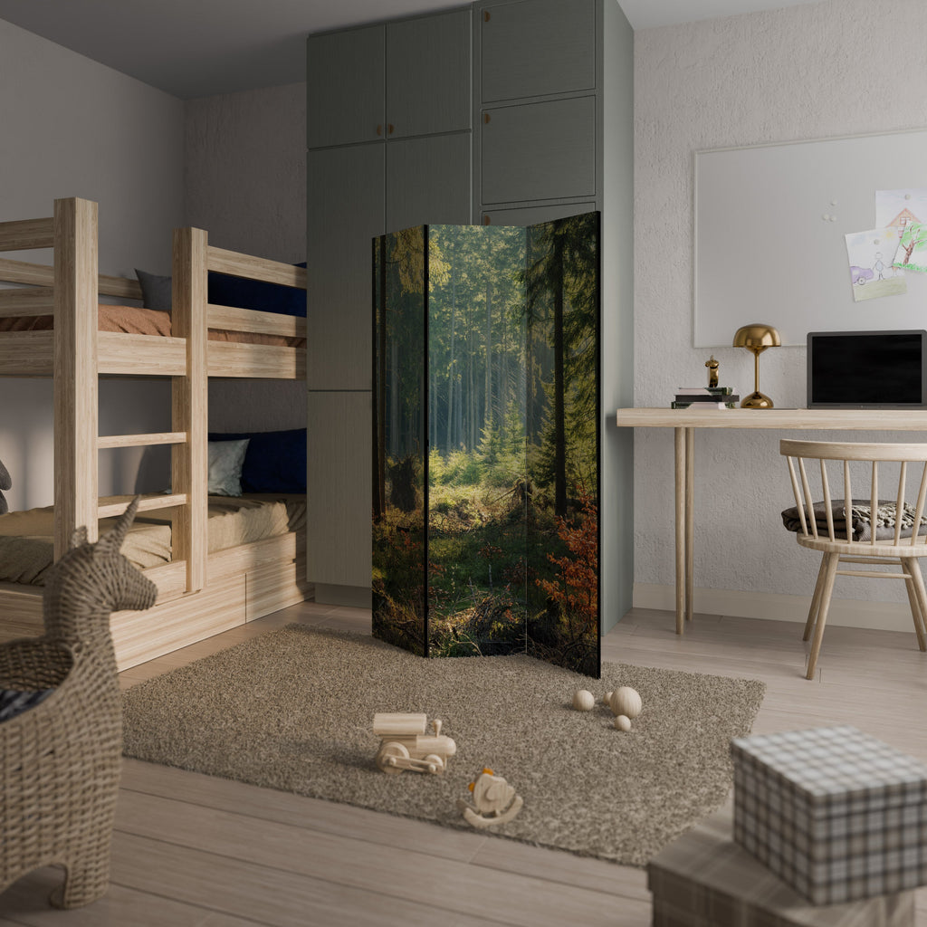 SUNLIT FOREST SERENADE Decorative 3-Panel Room Divider