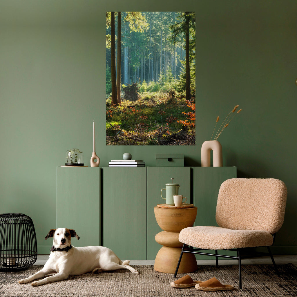 Affiche verticale autocollante « SÉRÉNADE DANS LA FORÊT ENSOLEILLÉE »