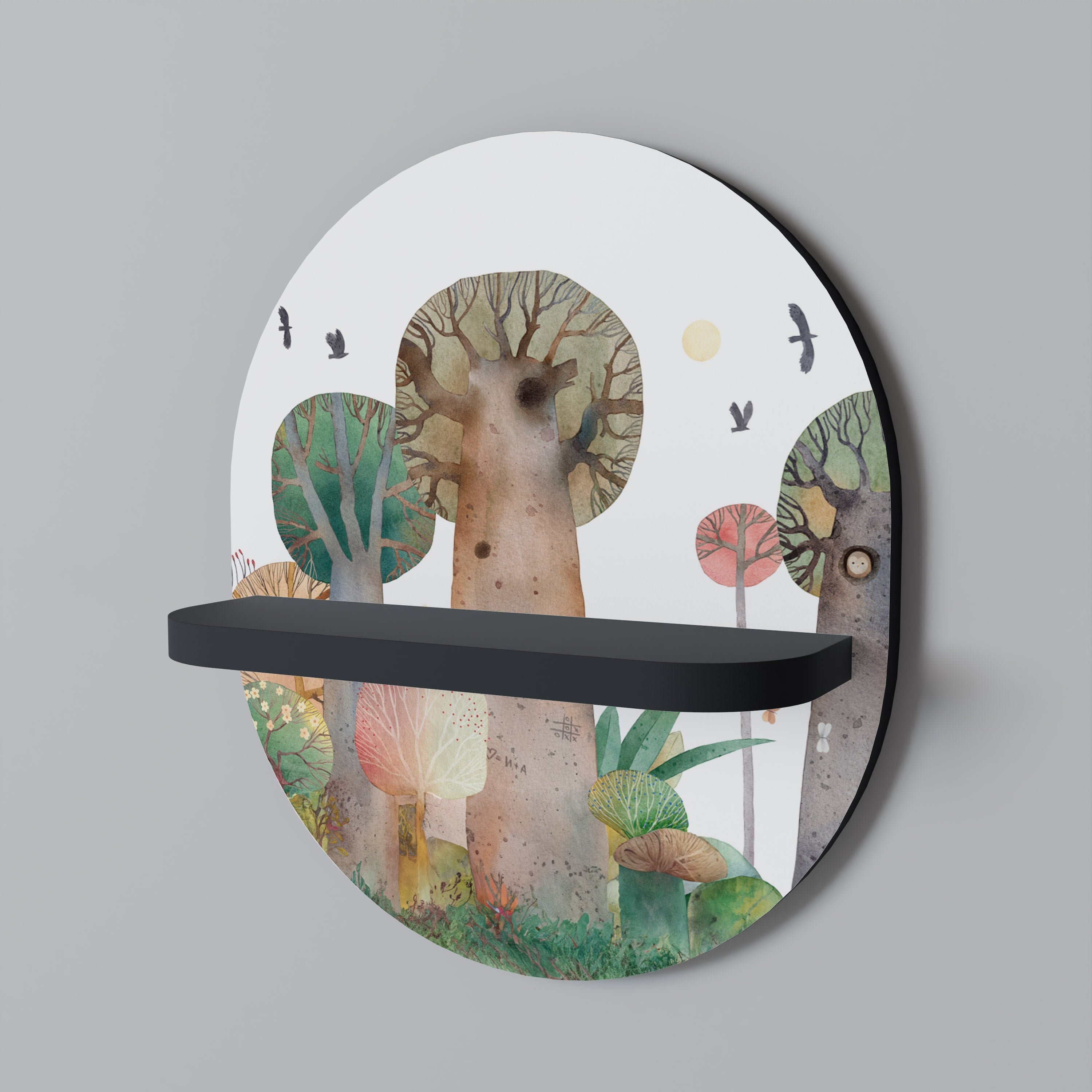 Étagère d'art ovale FLIGHT OVER en finition noire