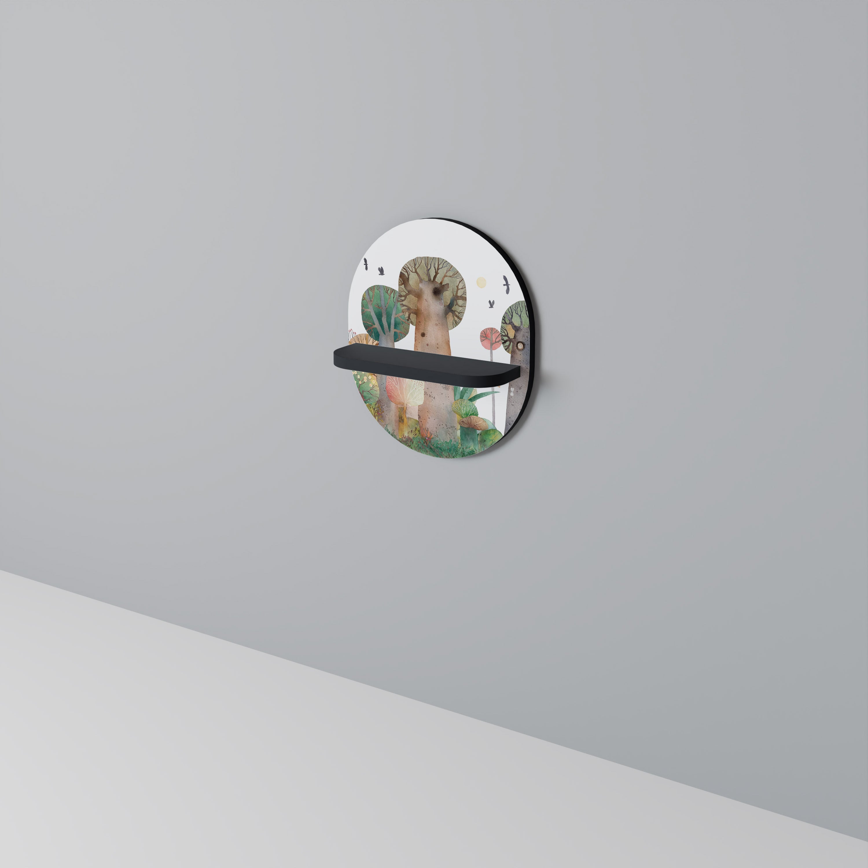 Étagère d'art ovale FLIGHT OVER en finition noire