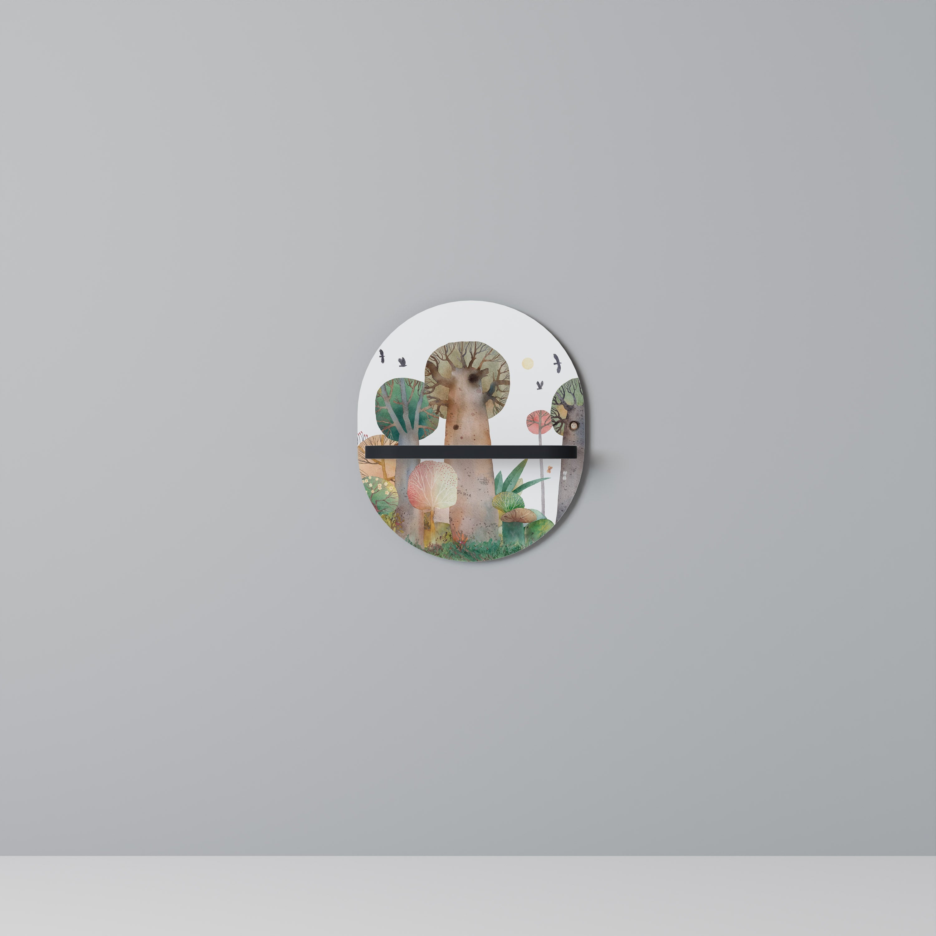 Étagère d'art ovale FLIGHT OVER en finition noire