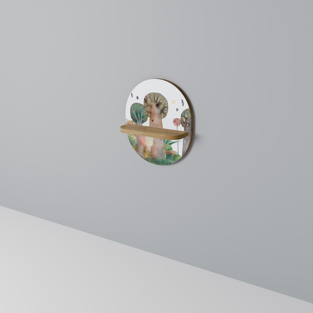 Étagère d'art ovale FLIGHT OVER effet chêne