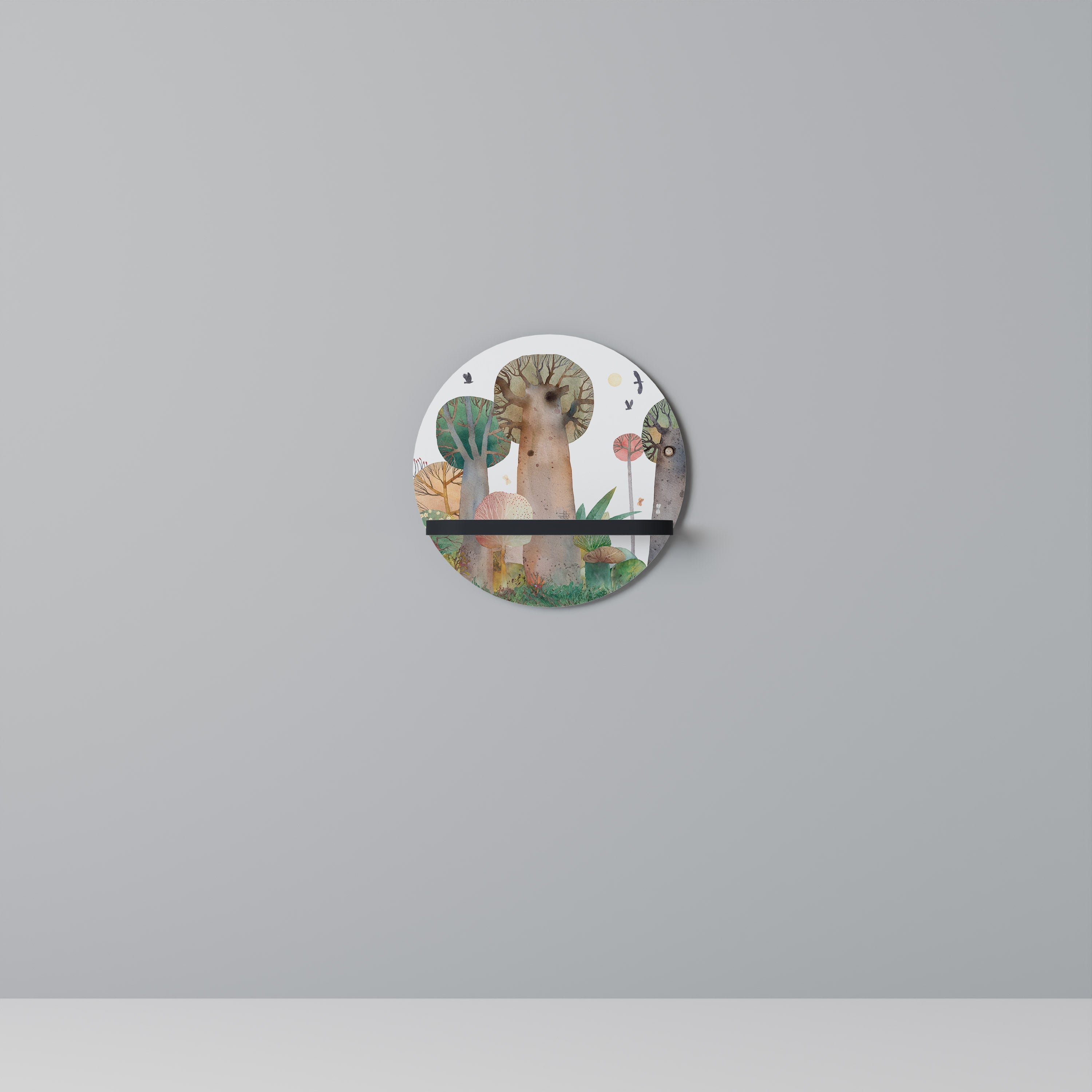 Étagère d'art ronde FLIGHT OVER en finition noire