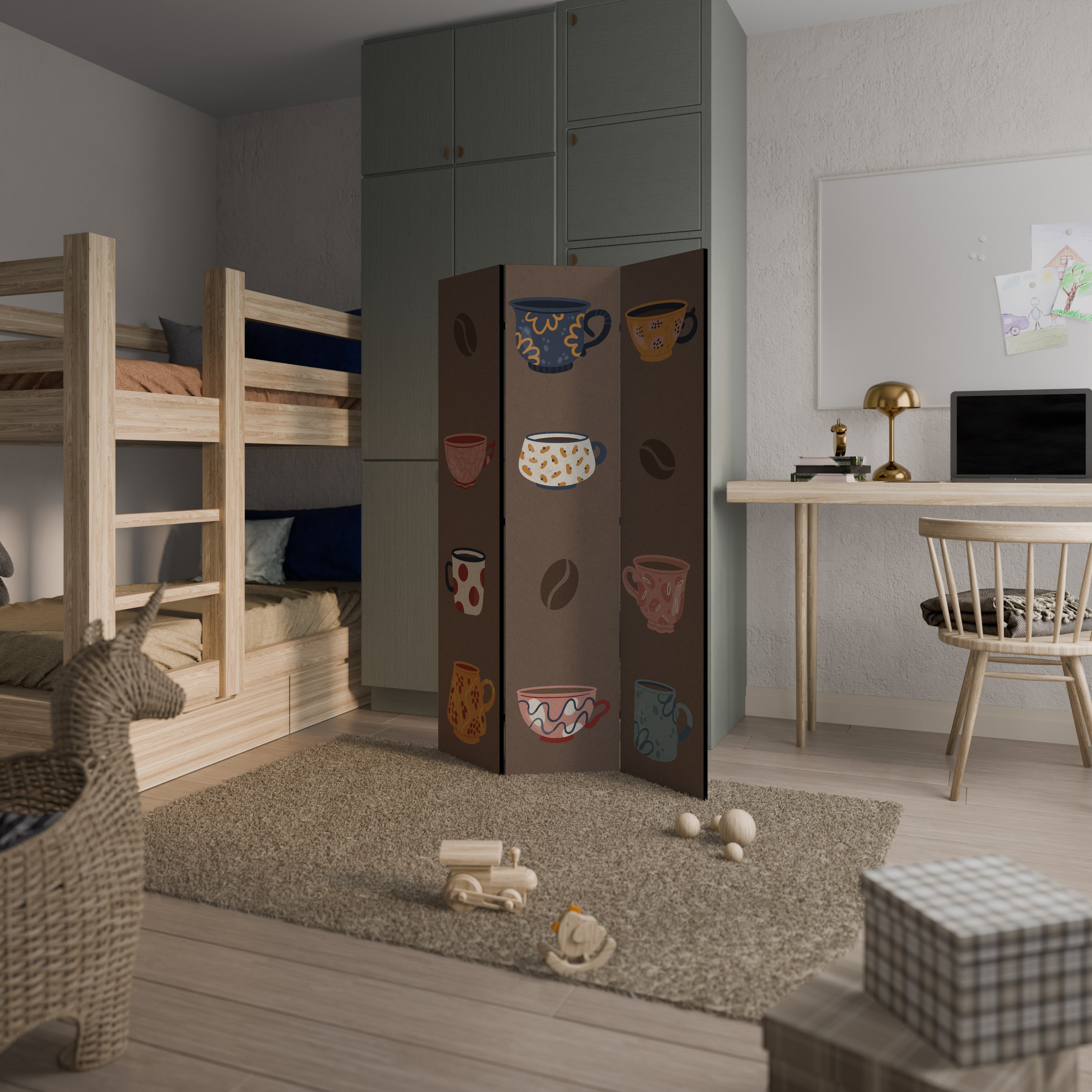 PAUSE-CAFÉ Paravent décoratif à 3 panneaux