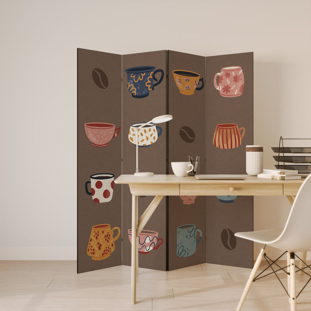 PAUSE-CAFÉ Paravent décoratif à 4 panneaux