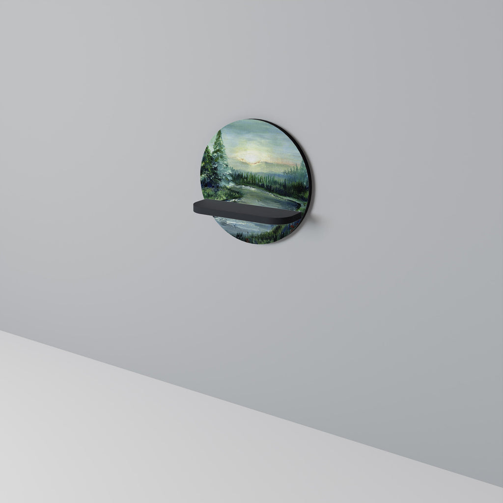 Étagère ronde FOREST SUNSET en finition noire