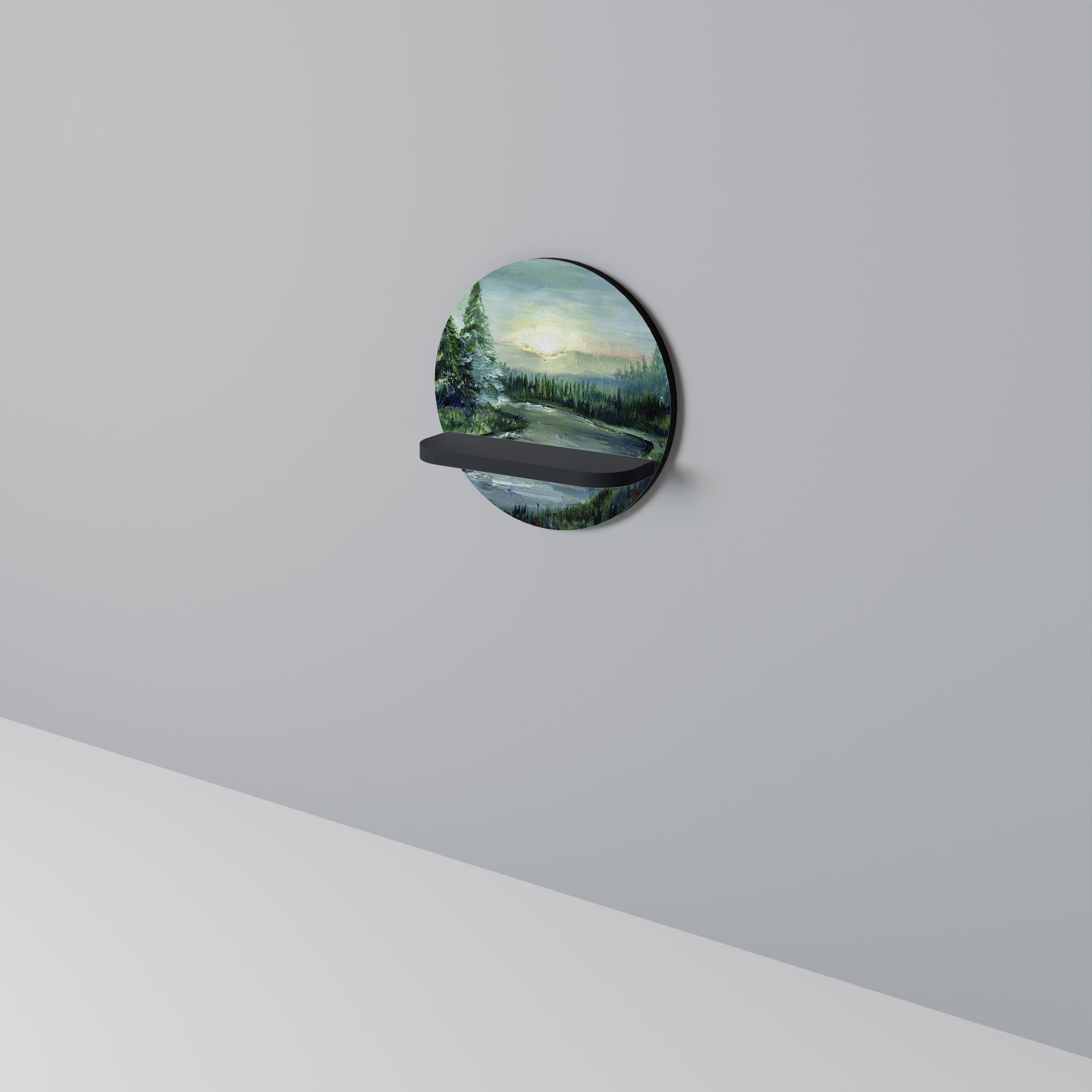 Étagère ronde FOREST SUNSET en finition noire