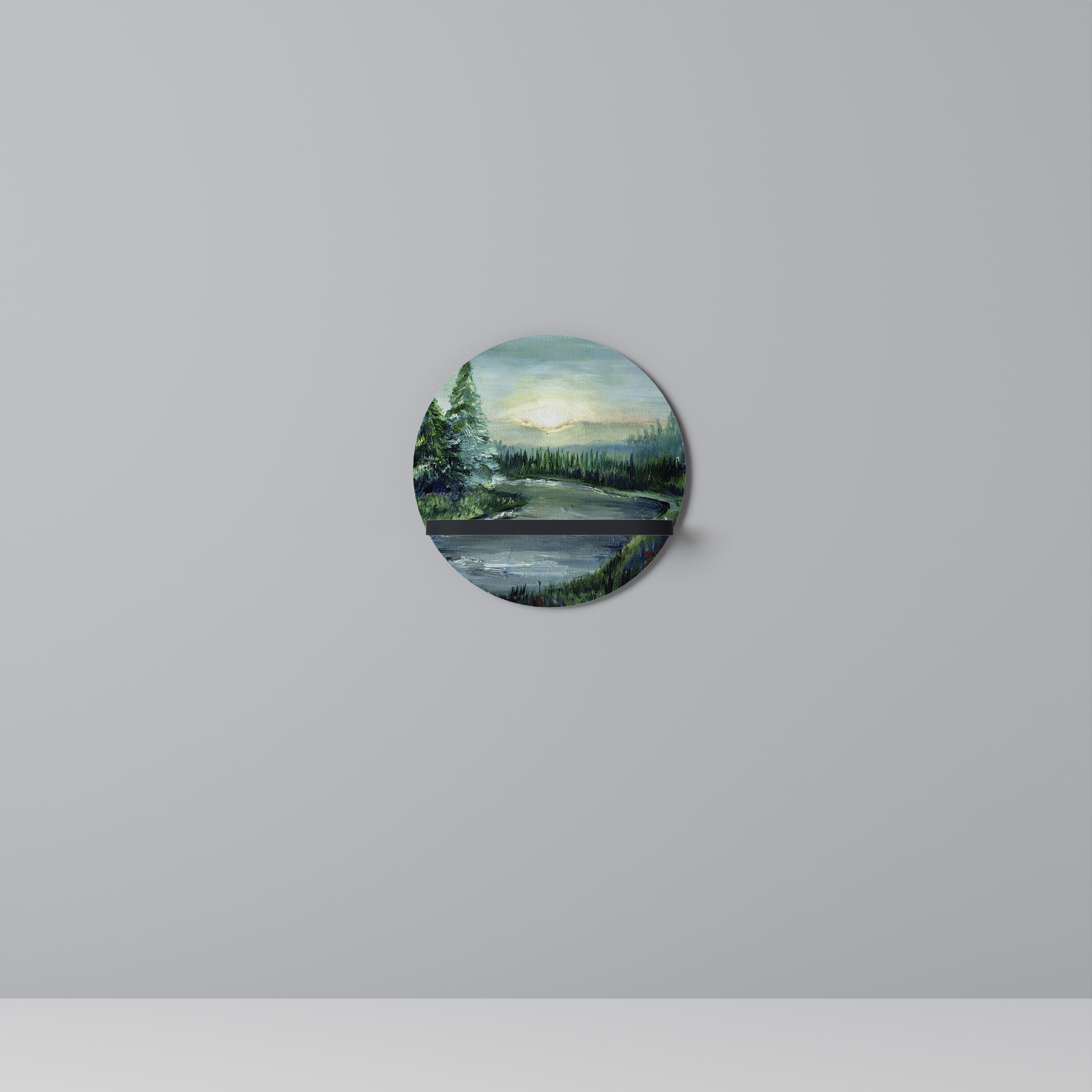 Étagère ronde FOREST SUNSET en finition noire