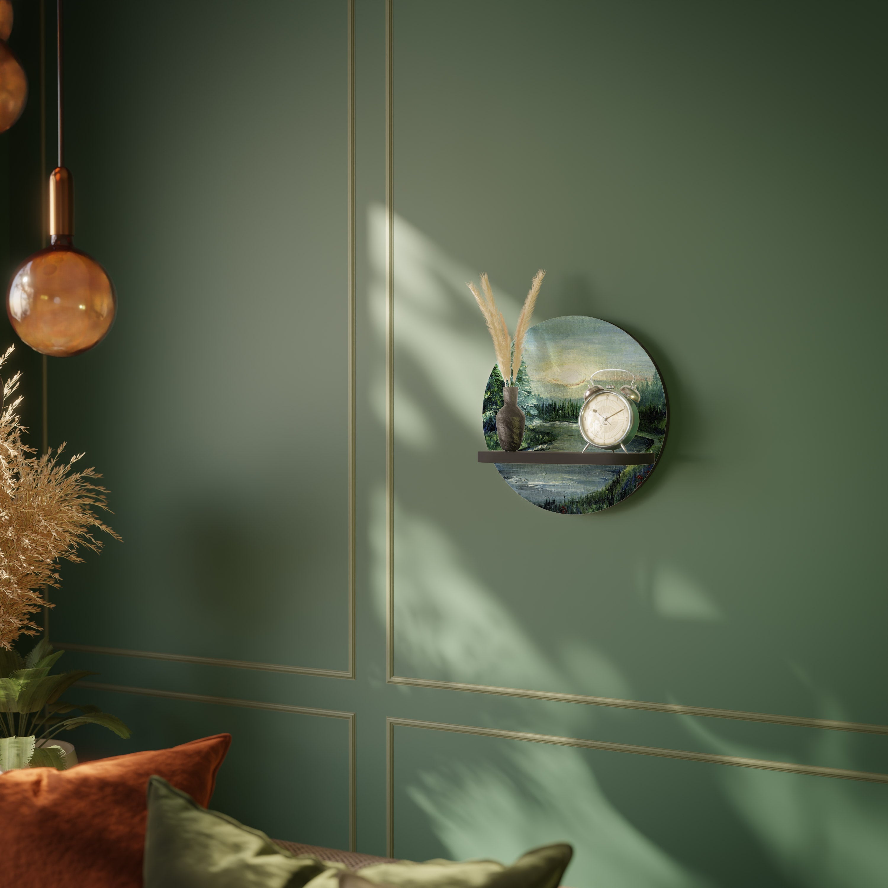 Étagère ronde FOREST SUNSET en finition noire