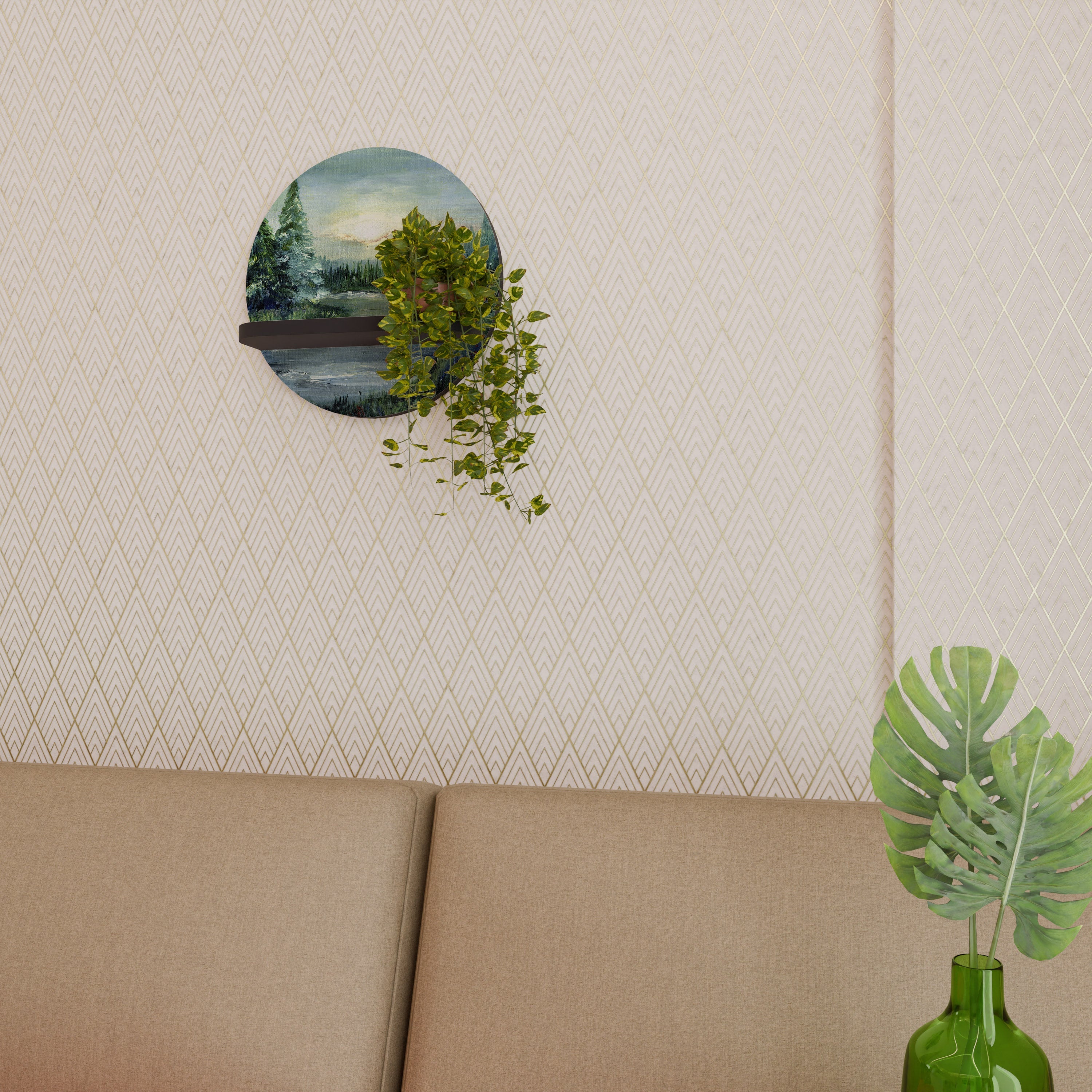 Étagère ronde FOREST SUNSET en finition noire