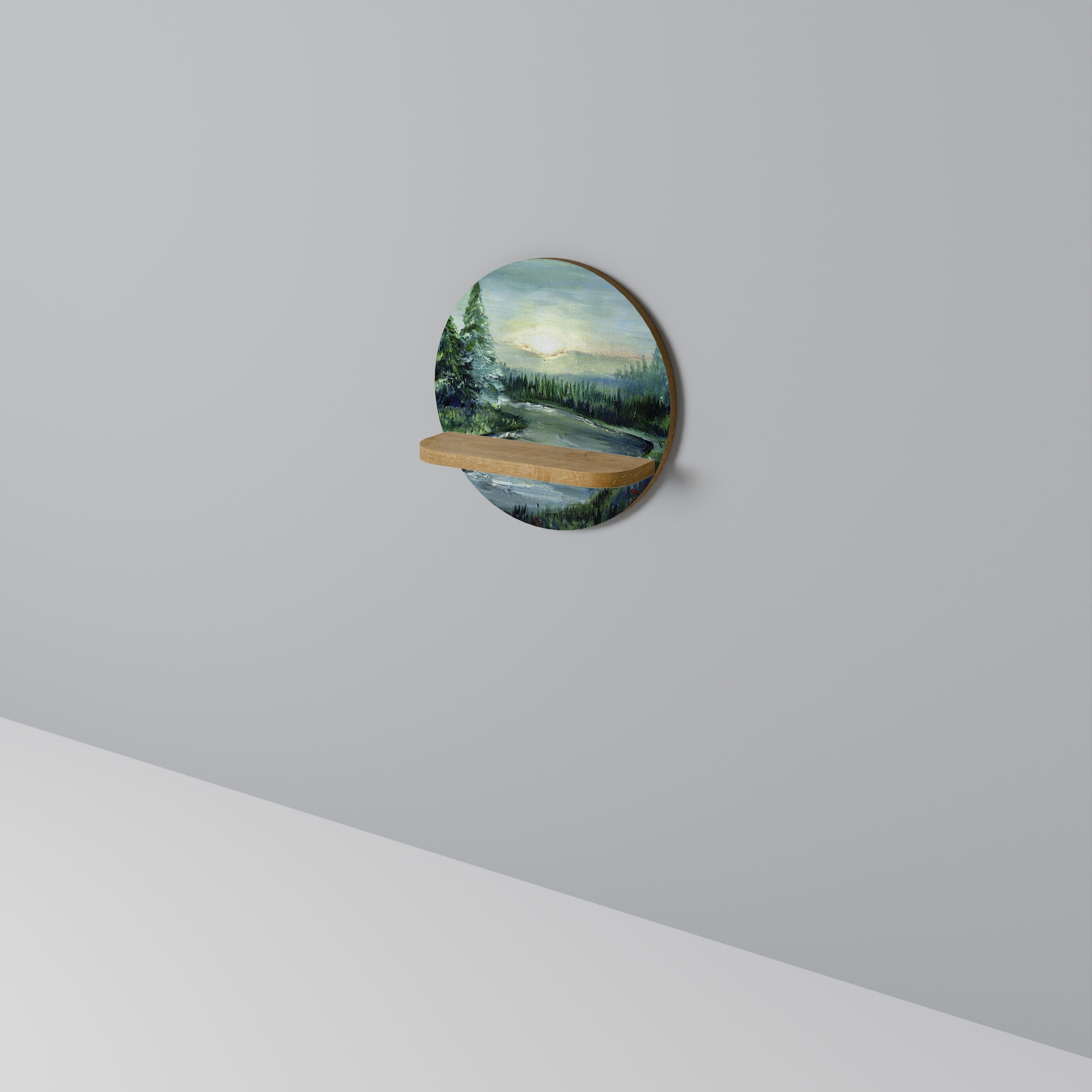 Étagère ronde FOREST SUNSET effet chêne