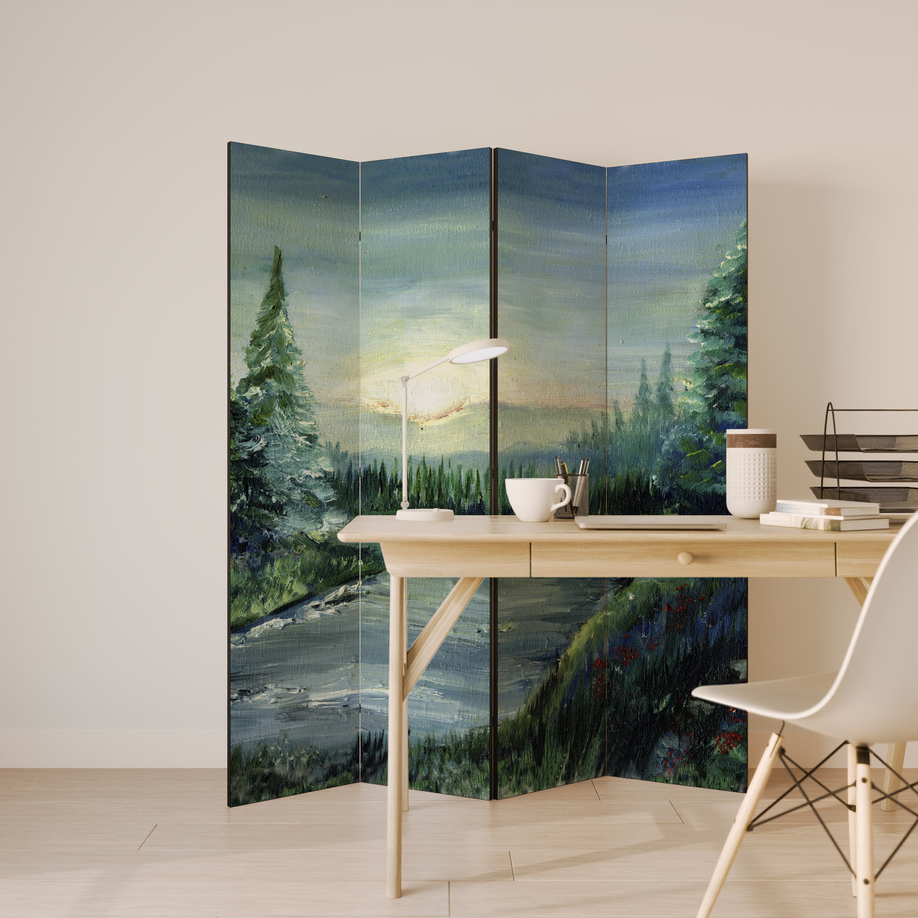 FOREST SUNSET 4-Panel Room Divider