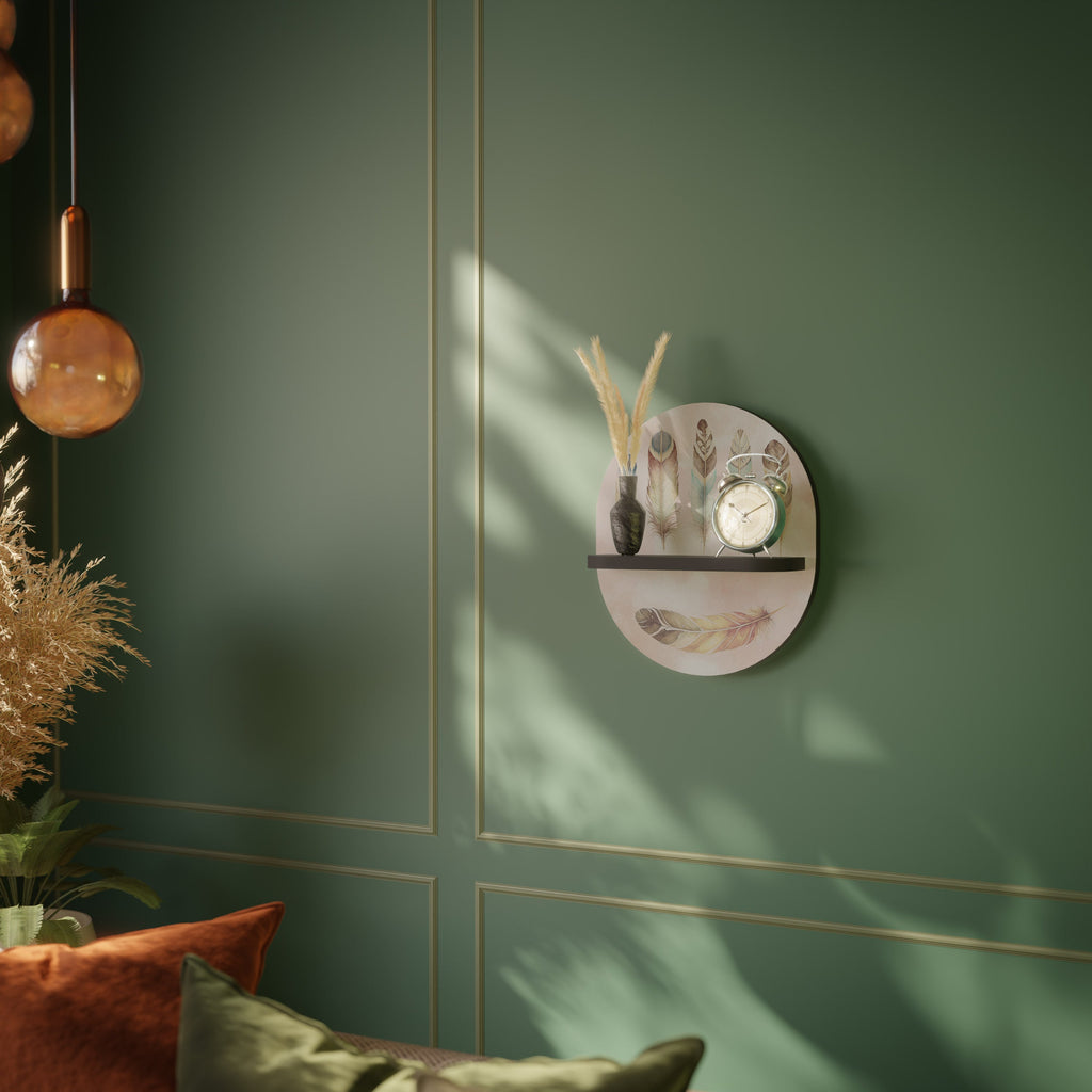 THE DELIQUESCE Oval Art Shelf In Black Finish