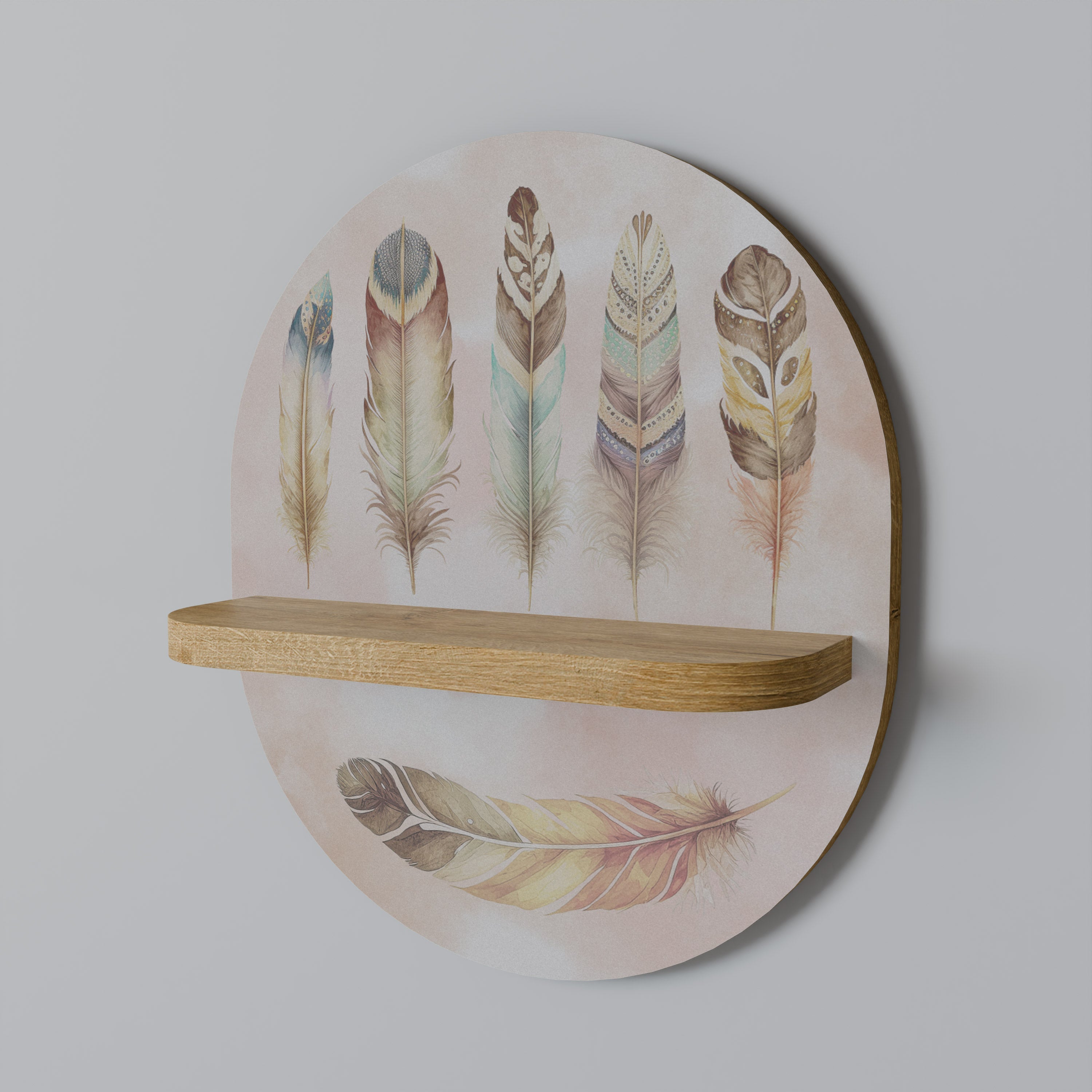 Étagère d'art ovale DELIQUESCE effet chêne