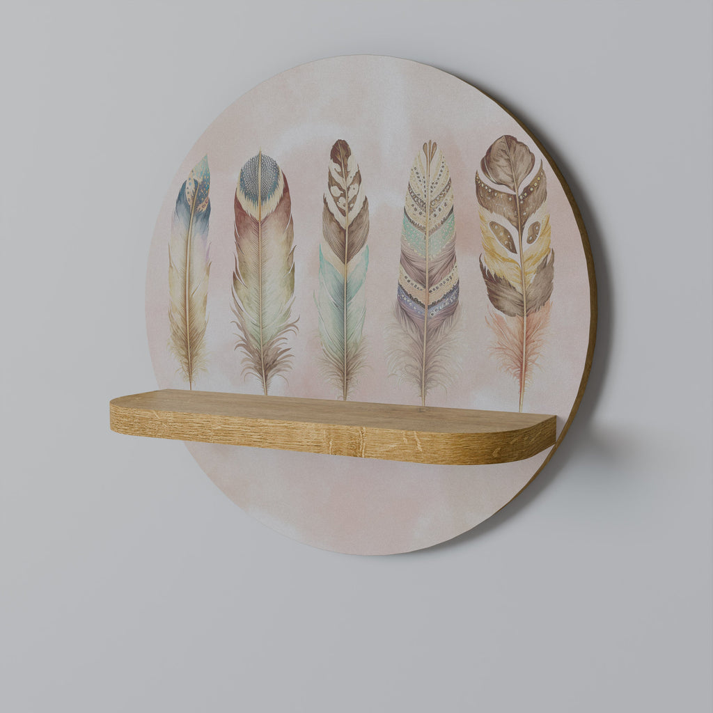 THE DELIQUESCE Round Art Shelf In Oak Effect