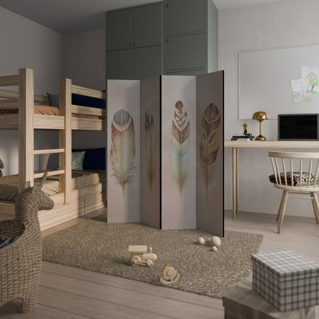 Séparateur de pièce décoratif à 4 panneaux DELIQUESCE