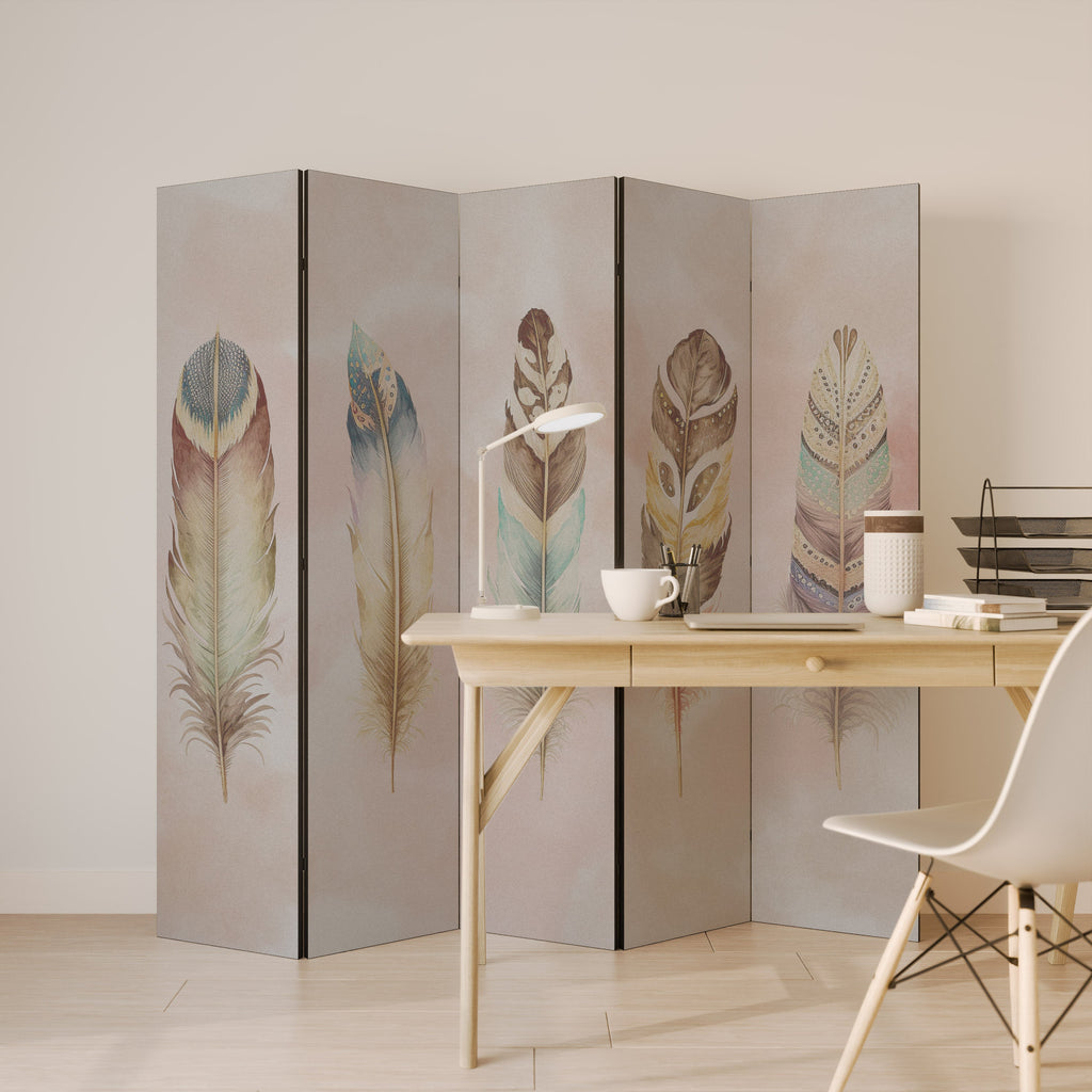 Séparateur de pièce décoratif à 5 panneaux DELIQUESCE