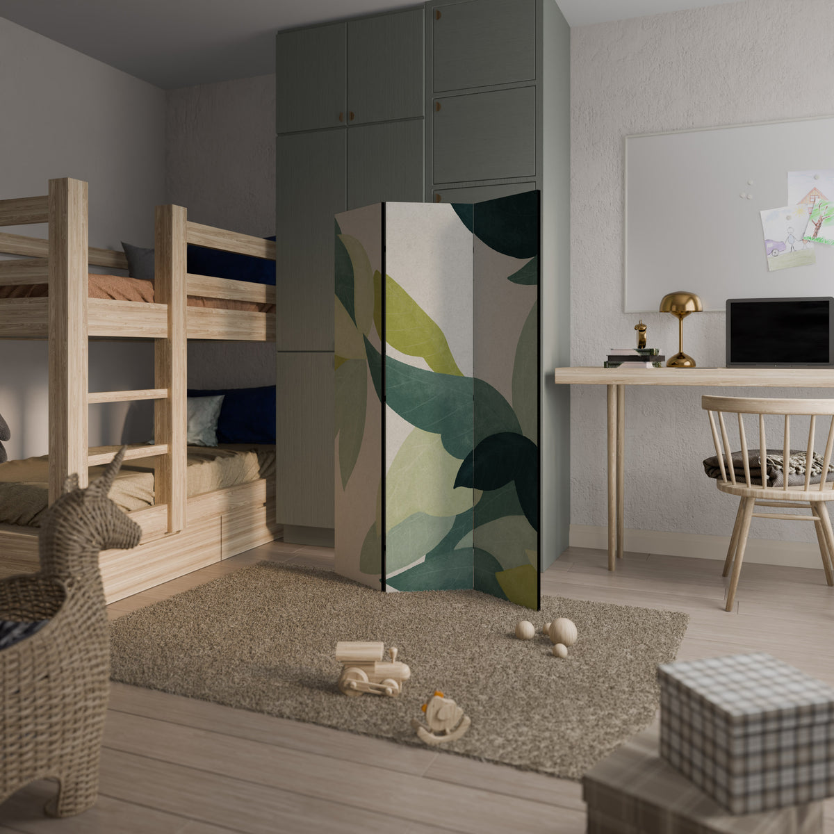 LEAFY VIBRATION 3-Panel Room Divider